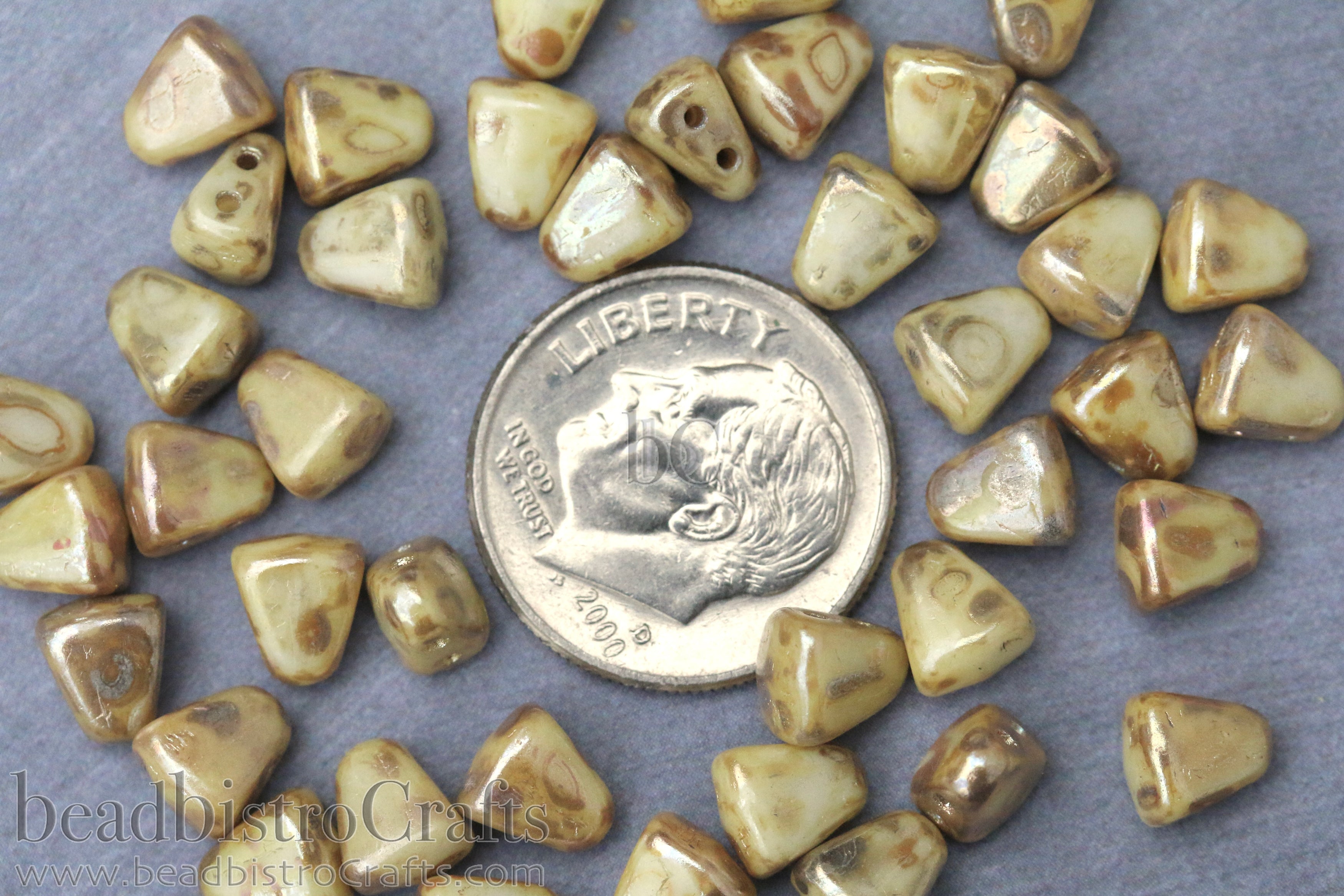 Nib-Bit Beads 6x5mm Opaque Chalk Rembrandt 2-Hole Czech Beads ~ 50pcs