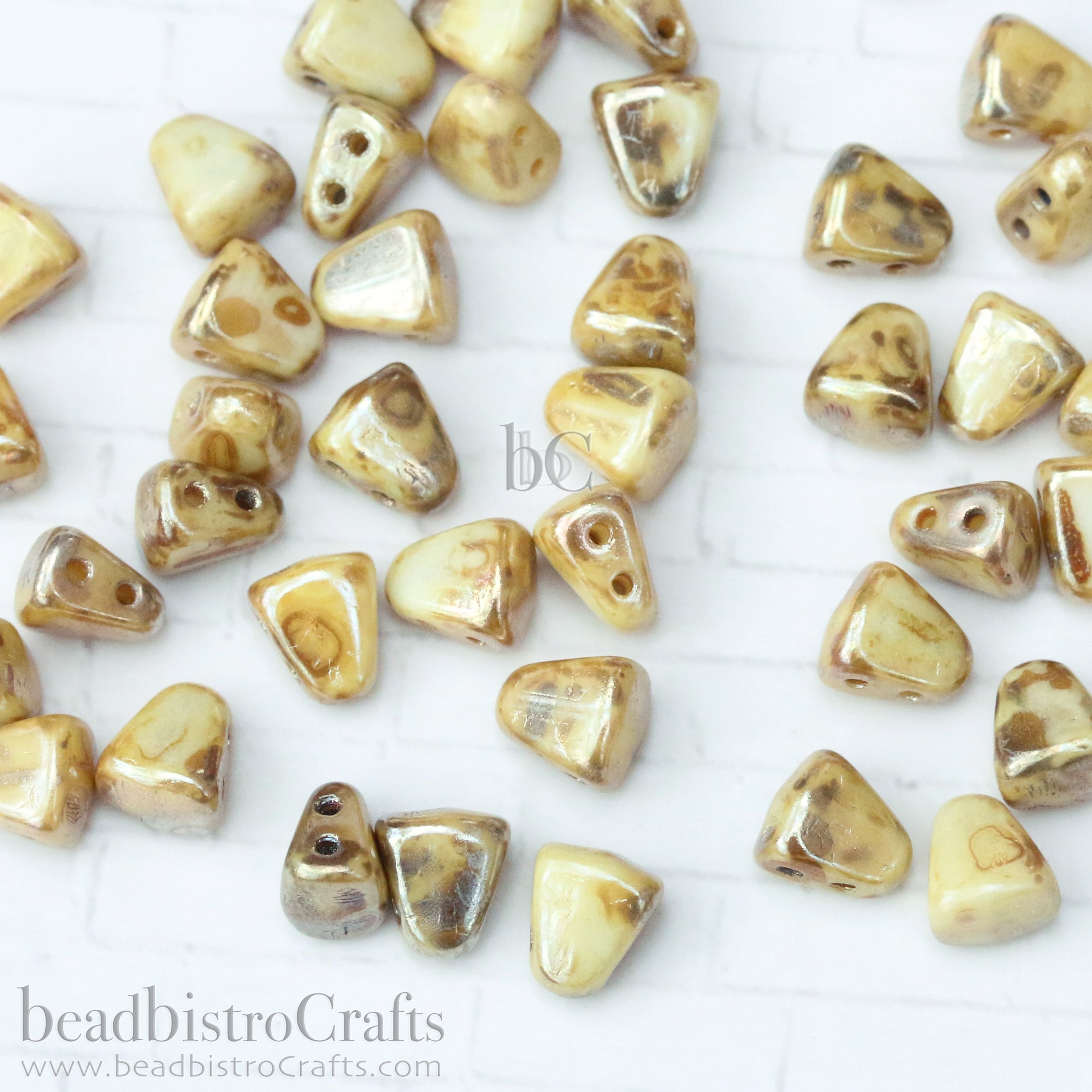 Nib-Bit Beads 6x5mm Opaque Chalk Rembrandt 2-Hole Czech Beads ~ 50pcs