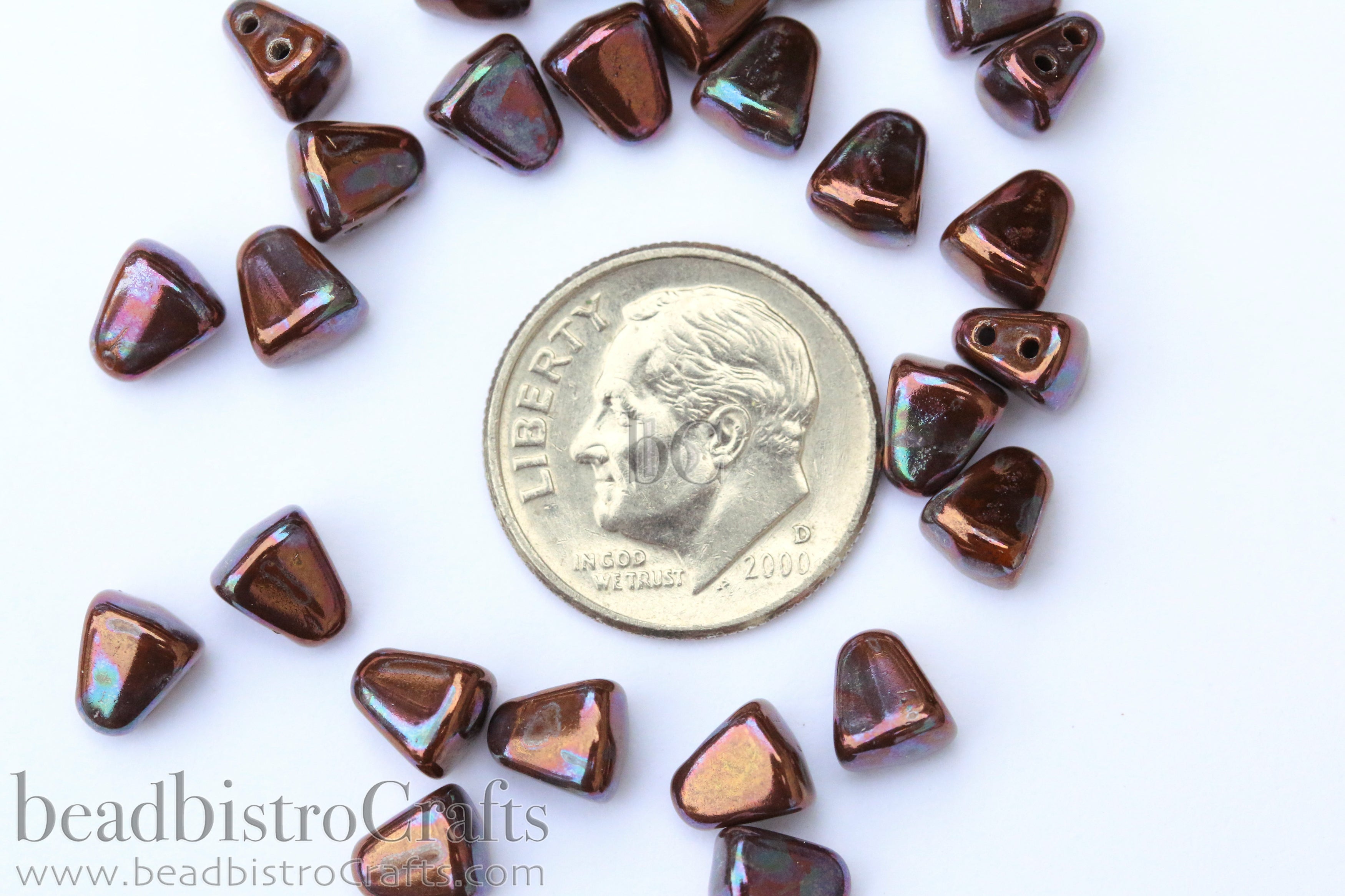 Nib-Bit Beads 6x5mm Opaque Chocolate Nebula 2-Hole Czech Beads ~ 50pcs