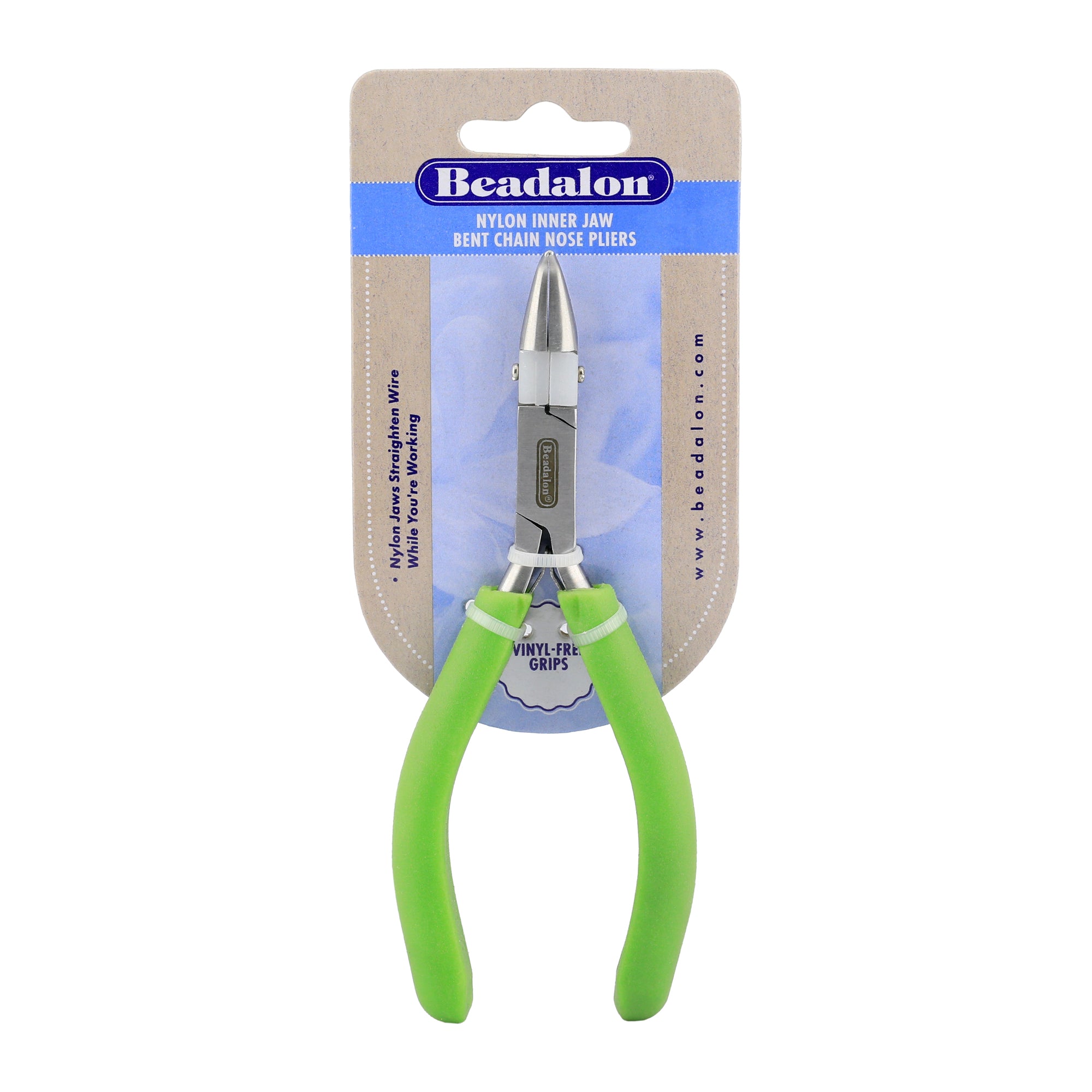 Beadalon Bent Chain Nose Pliers with Nylon Inner Jaw for Straightening, Forming, and Flattening Wire