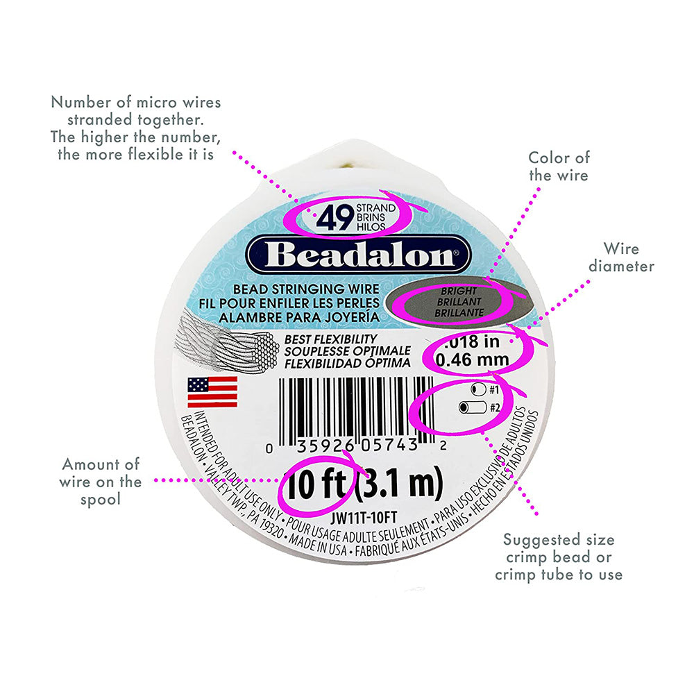 Beadalon 49 Strand, Satin Gold .018in Flexible Wire - 30ft Spool