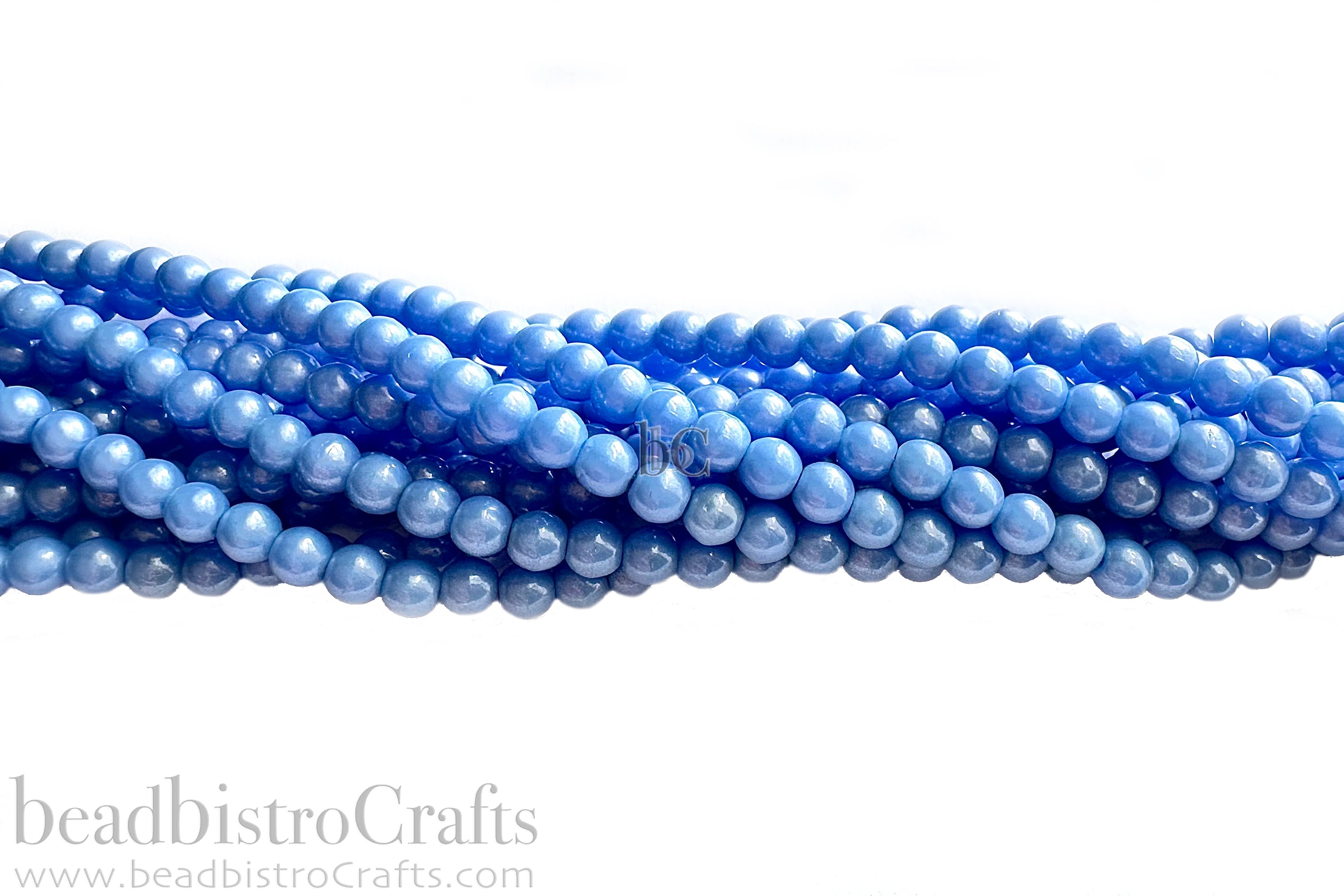 4mm Czech Glass Round Druk Bead Opaque Periwinkle Luster (50pcs)