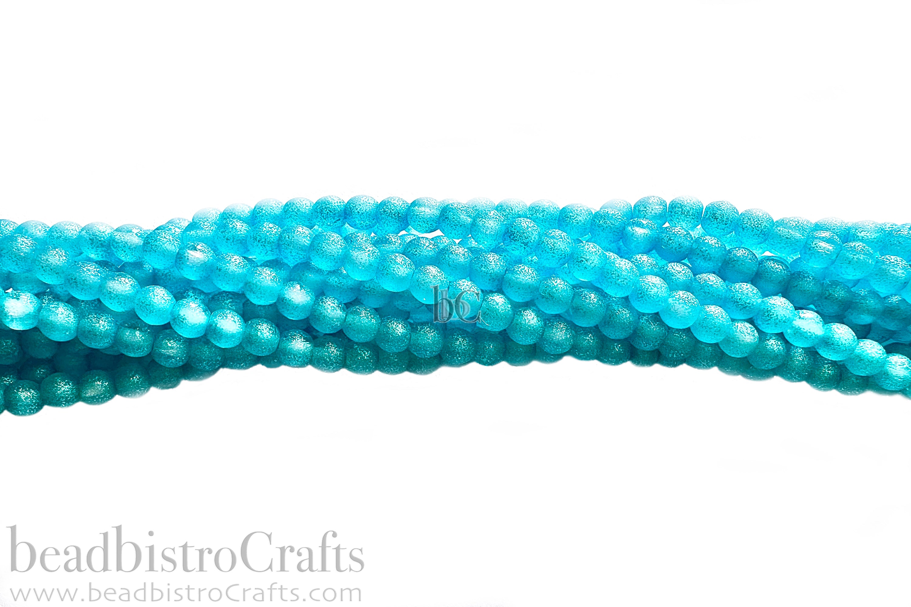 4mm Czech Glass Round Druk Bead Crystal Rough Matte Aqua Shimmer (50pcs)