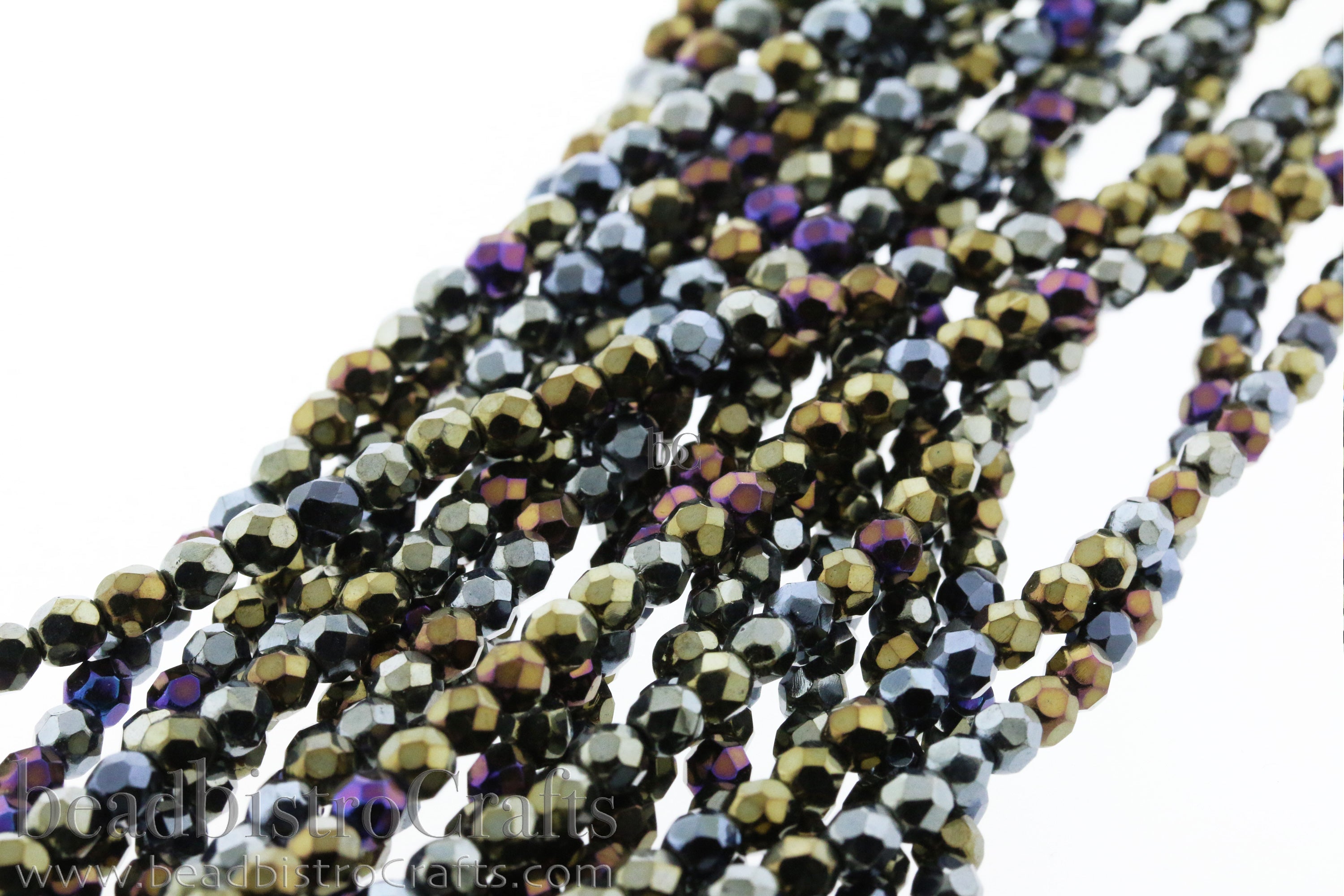 Jet Brown Iris, 4mm Round Fire Polish Beads (50pcs)
