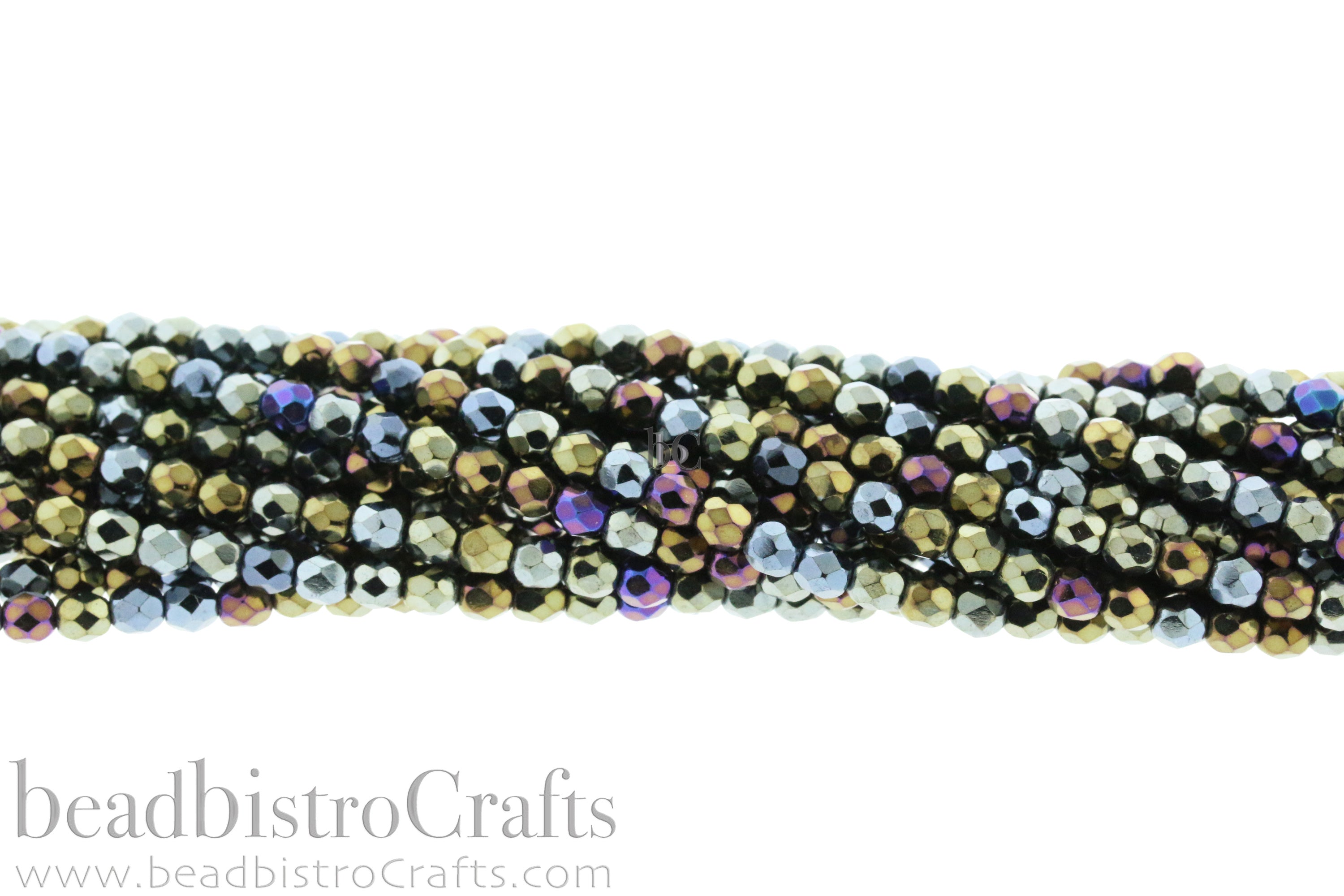 Jet Brown Iris, 4mm Round Fire Polish Beads (50pcs)