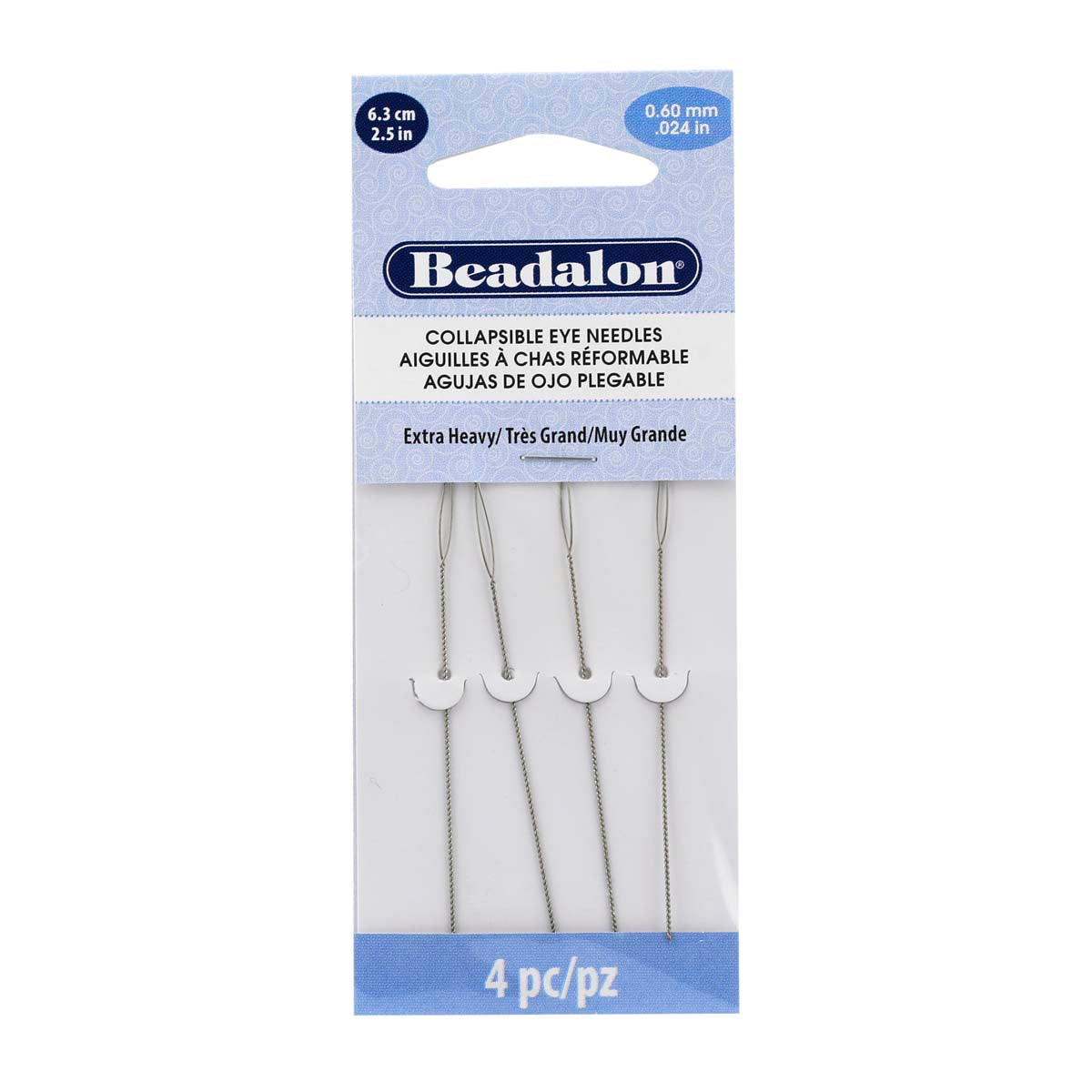 Beadalon, Extra Heavy 2.25in Collapsible Eye Beading Needles - 4 Needles