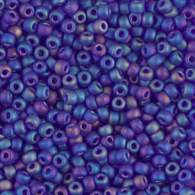 Miyuki 8/0 Round Seed Beads, Matte Transparent Cobalt AB Round Seed Beads # 151FR ~ 22 grams