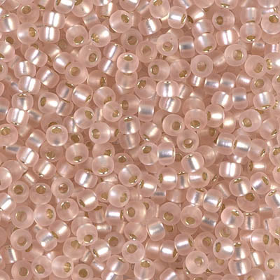 Miyuki 8/0 Round Seed Beads, Matte Silver Lined Light Blush Round Seed Beads # 23F ~ 22 grams