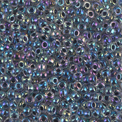 Miyuki 8/0 Round Seed Beads, Noir Lined Crystal AB Round Seed Beads # 283~ 22 grams