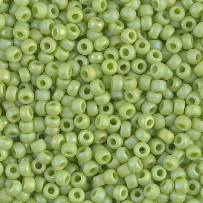 Miyuki 8/0 Round Seed Beads, Matte Opaque Chartreuse AB Round Seed Beads # 416FR ~ 22 grams