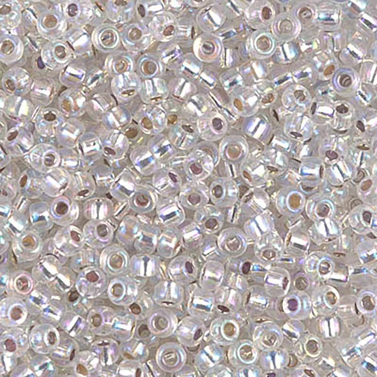 Miyuki 8/0 Round Seed Beads, Silver Lined Crystal AB Round Seed Beads # 1001~ 22 grams