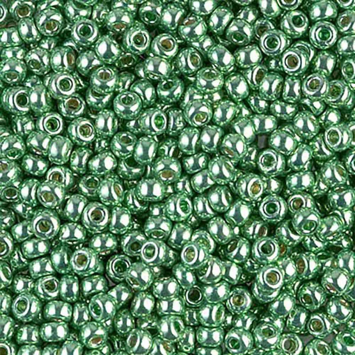 Miyuki 8/0 Round Seed Beads, Duracoat Galvanized Dark Mint Green Round Seed Beads # 4214 ~ 22 grams