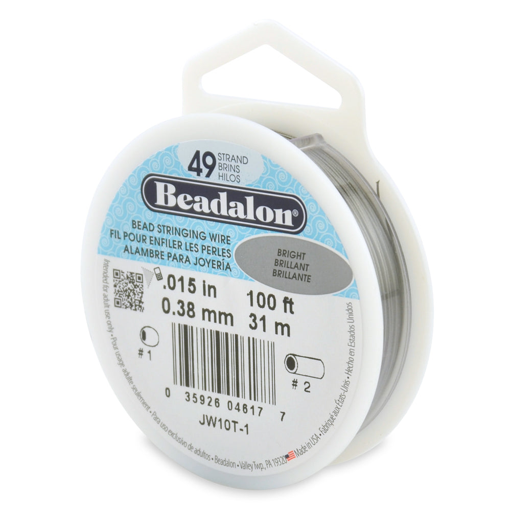 Beadalon 49 Strand, Bright .015in Flexible Wire - 100ft Spool