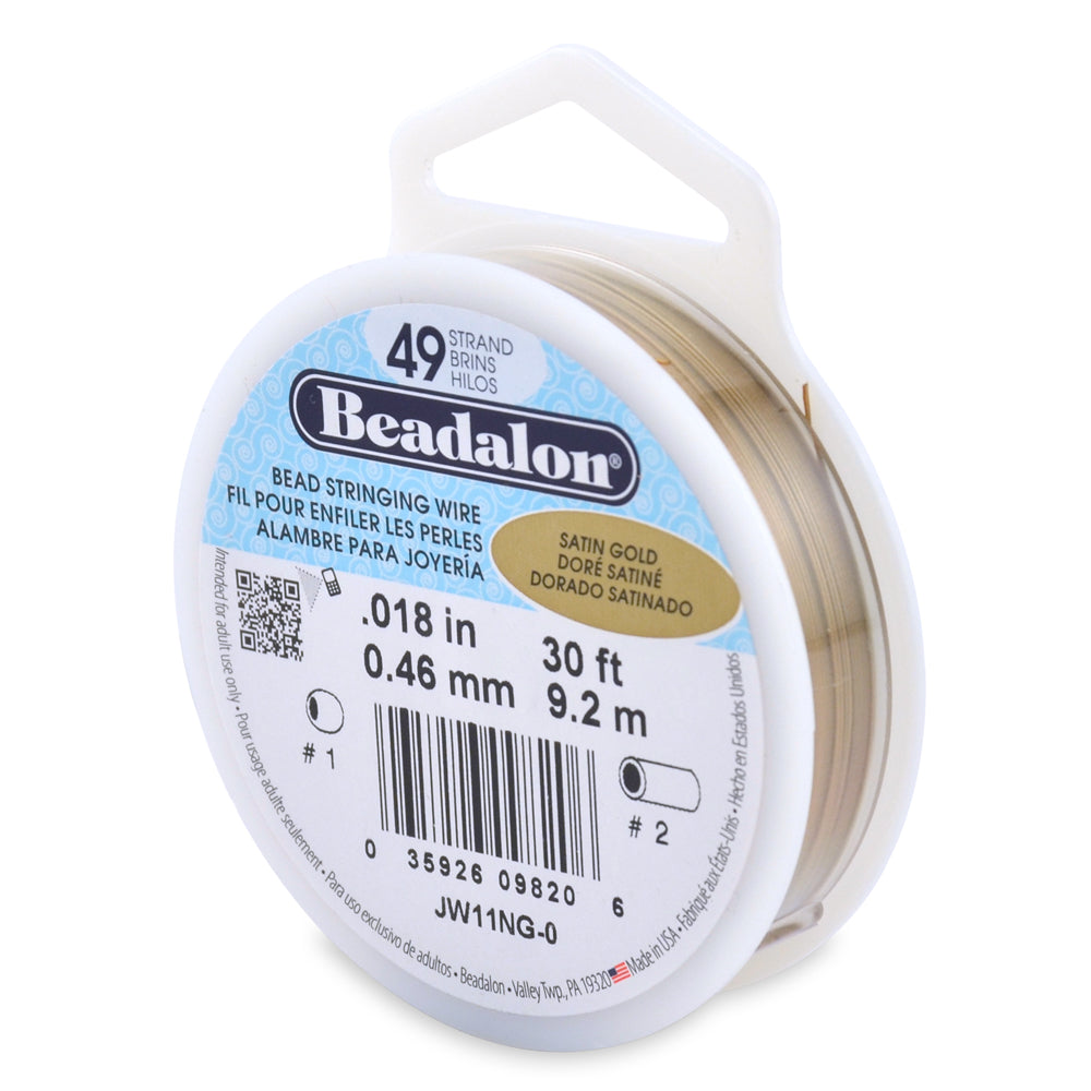 Beadalon 49 Strand, Satin Gold .018in Flexible Wire - 30ft Spool