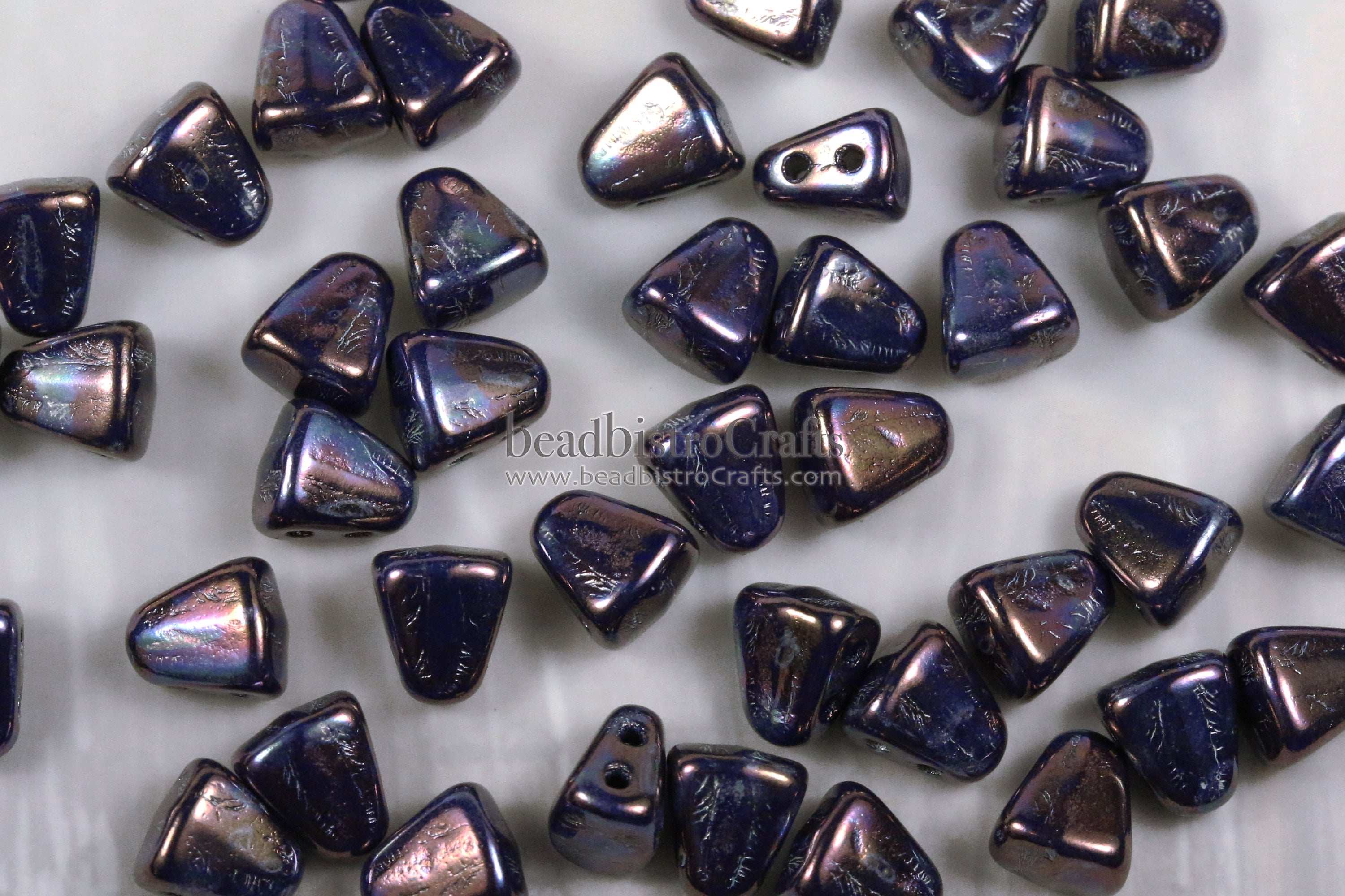 Nib-Bit Beads 6x5mm Opaque Navy Nebula 2-Hole Czech Beads ~ 50pcs
