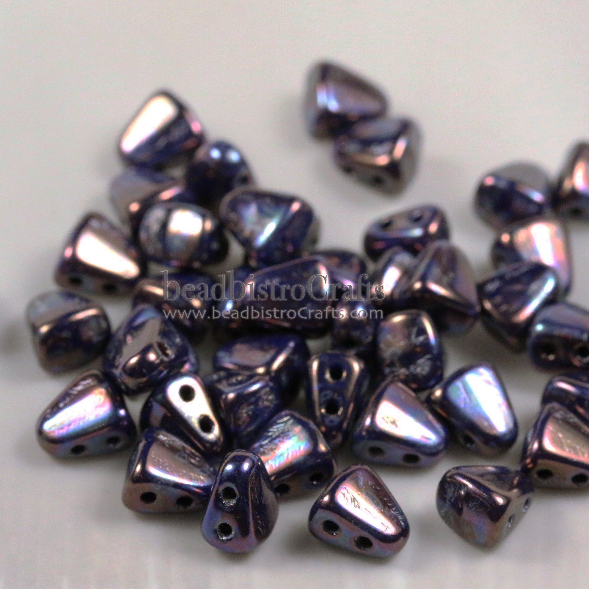 Nib-Bit Beads 6x5mm Opaque Navy Nebula 2-Hole Czech Beads ~ 50pcs