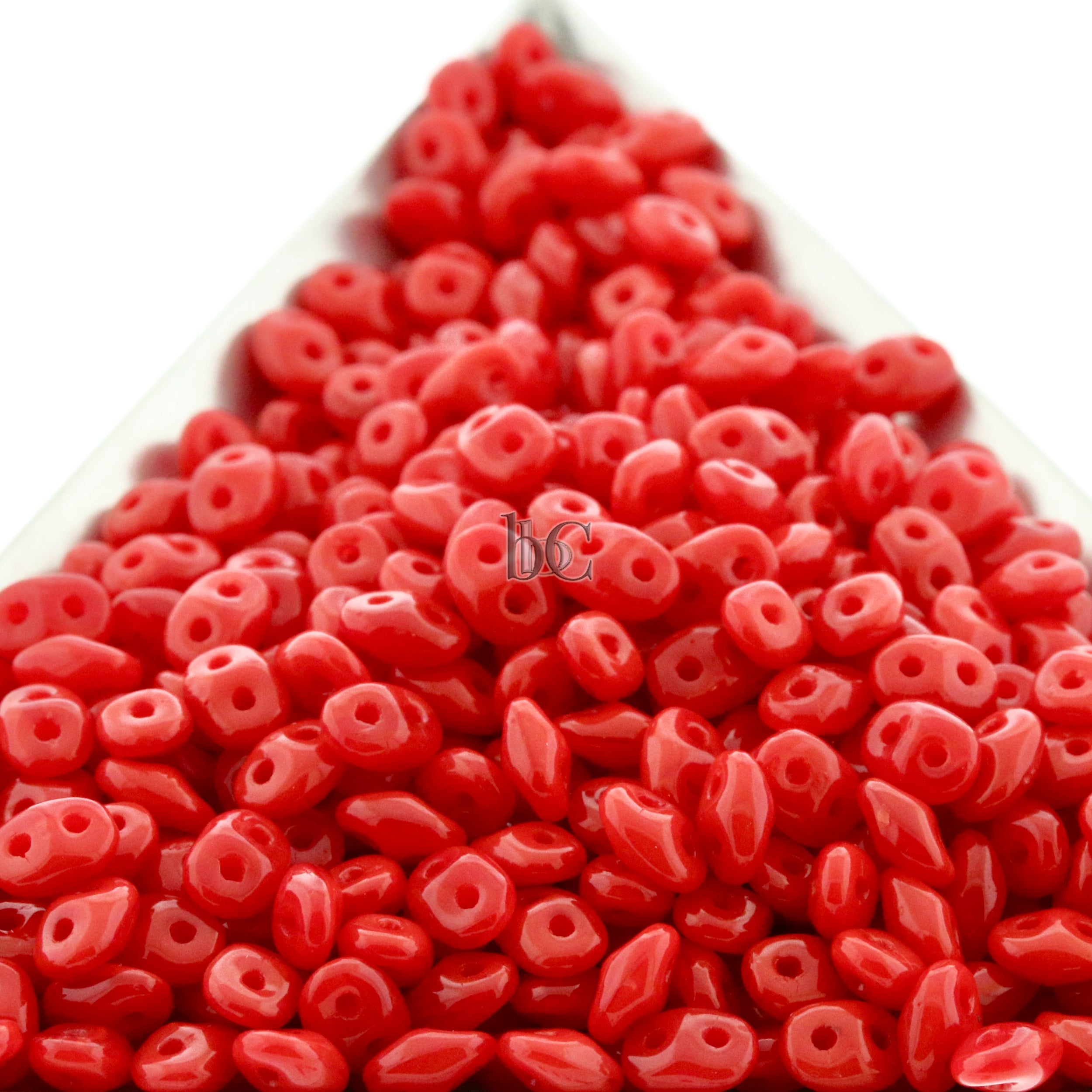 SuperDuo 2.5x5mm Opaque Milky Red / Cherry OPAL 2-Hole Czech Seed Beads ~ 10g