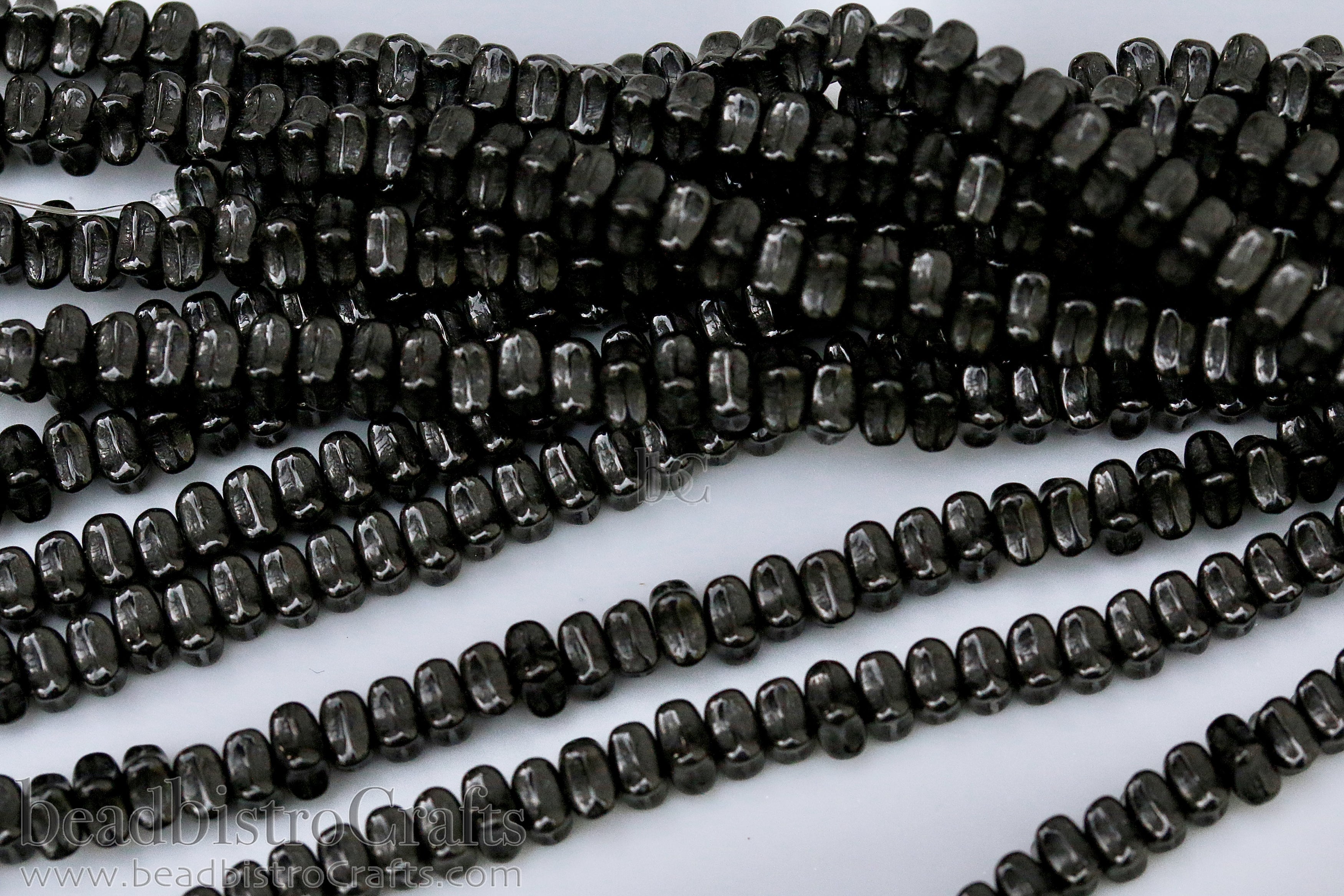 Orion Bead 3x5mm Jet Black Czech Glass Spacer Beads