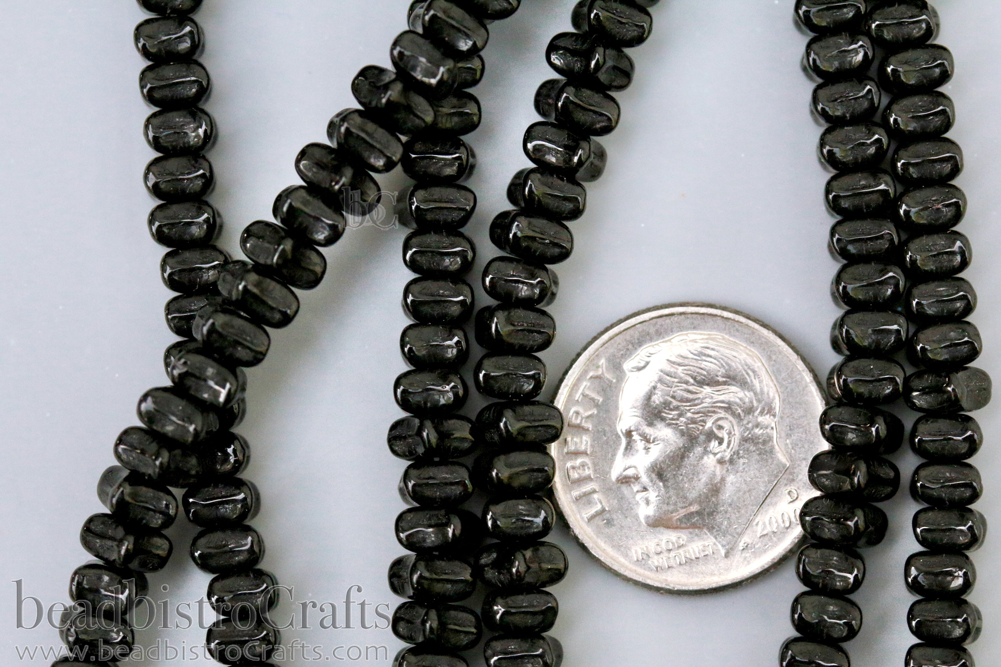Orion Bead 3x5mm Jet Black Czech Glass Spacer Beads