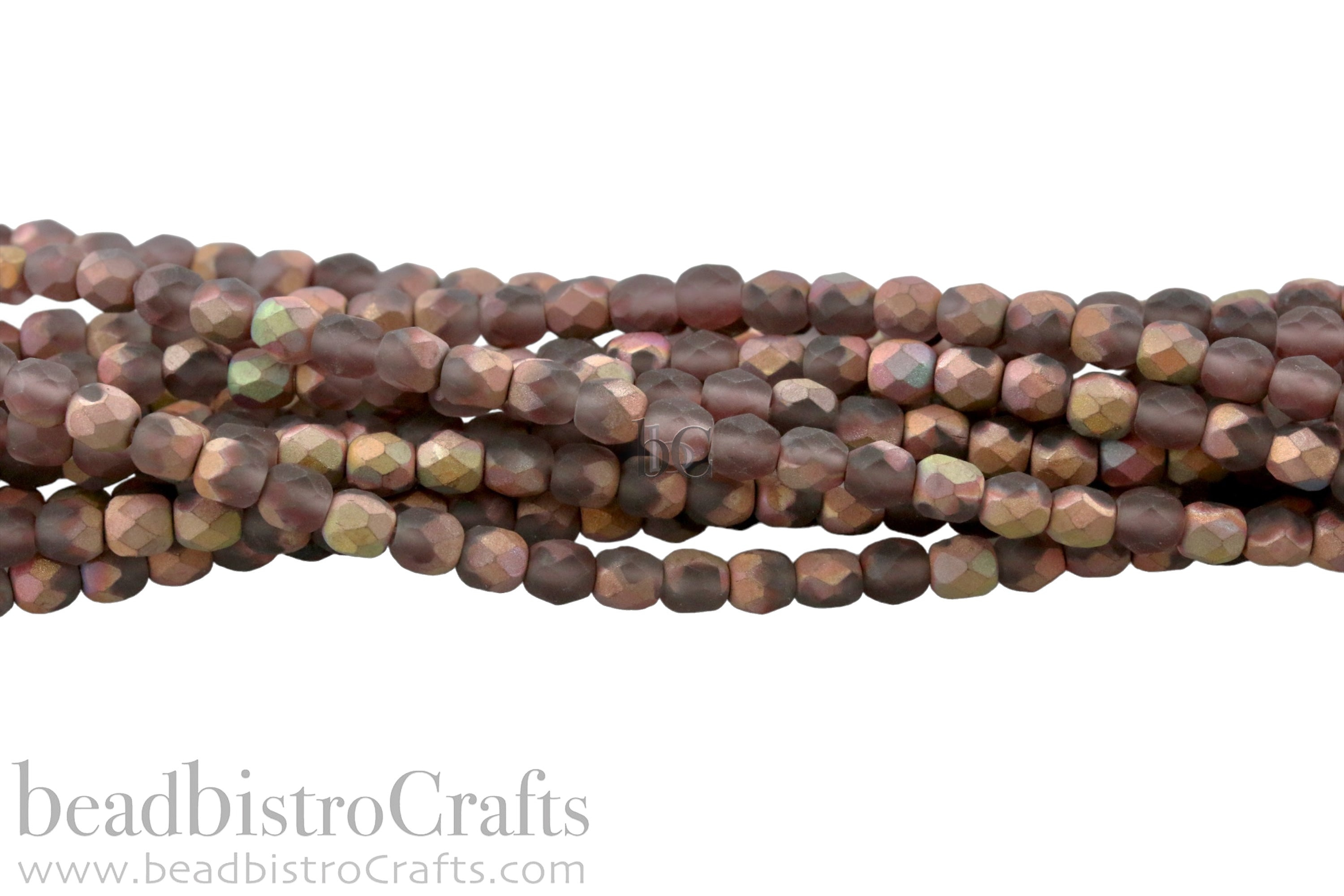 Frosted Amethyst Capri, 4mm Round Fire Polish Beads (50pcs)