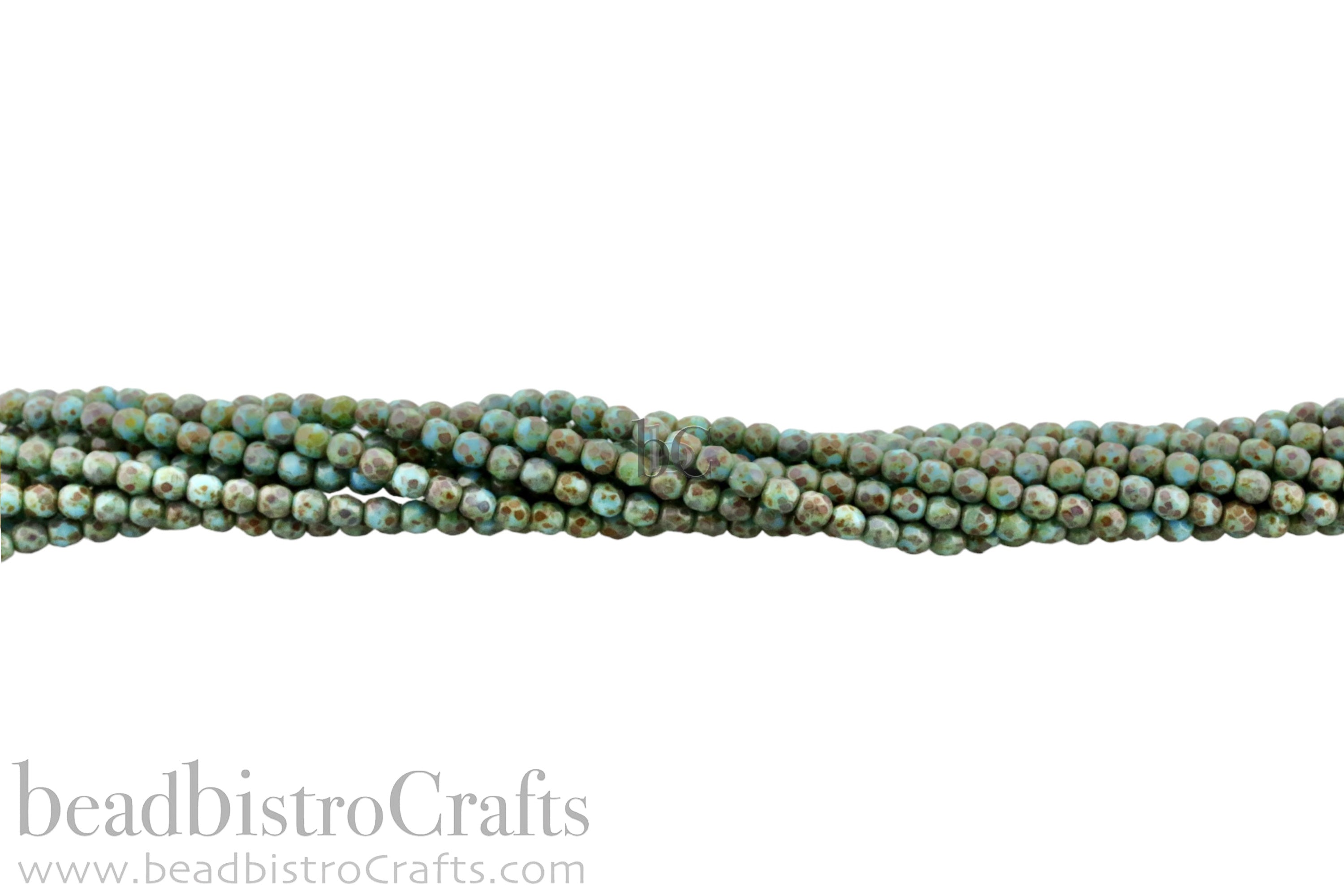 Opaque Blue Turquoise Travertine, 4mm Round Fire Polish Beads (50pcs)