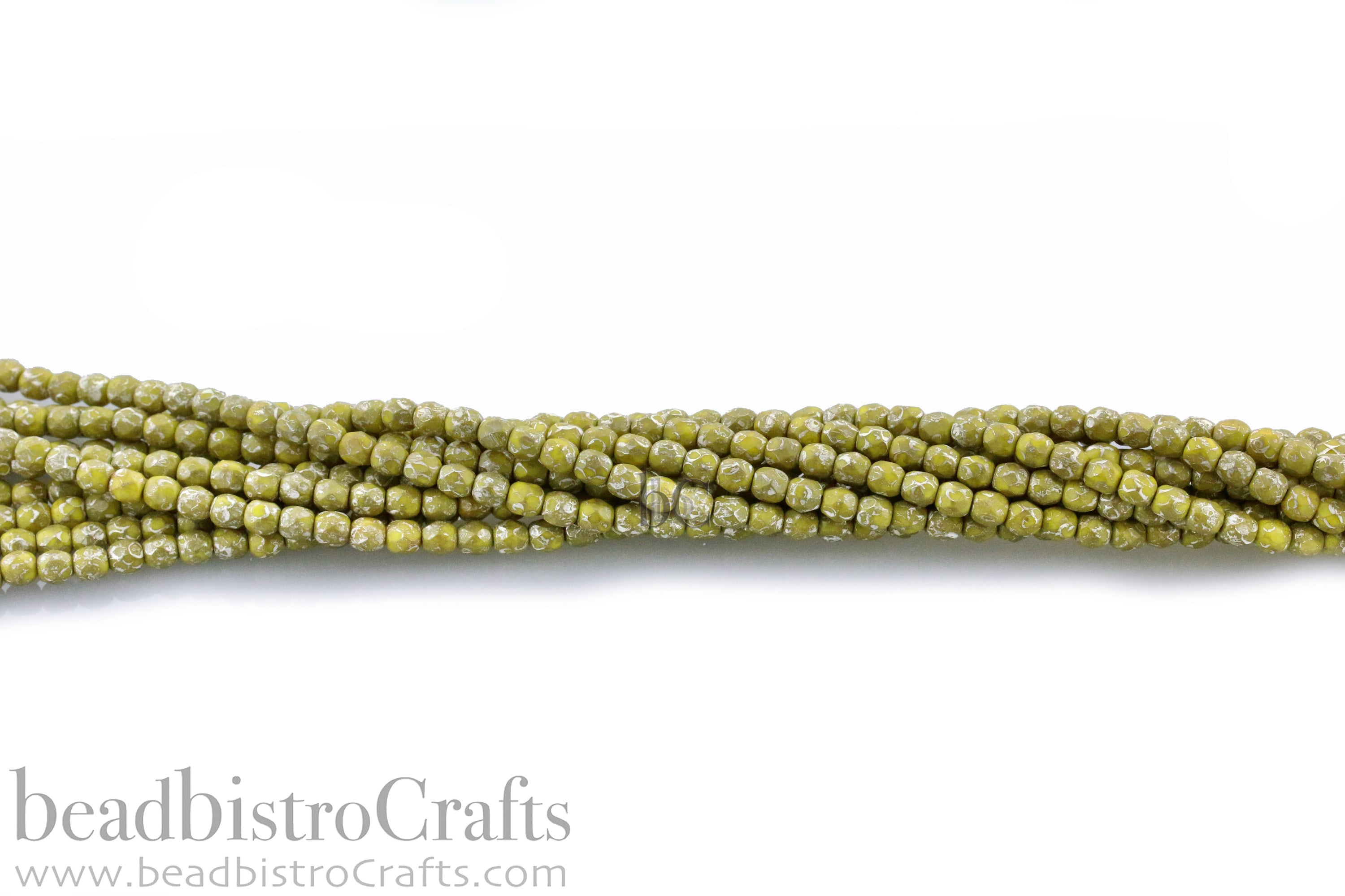Opaque Lemon Silver Picasso, 4mm Round Fire Polish Beads (50pcs)