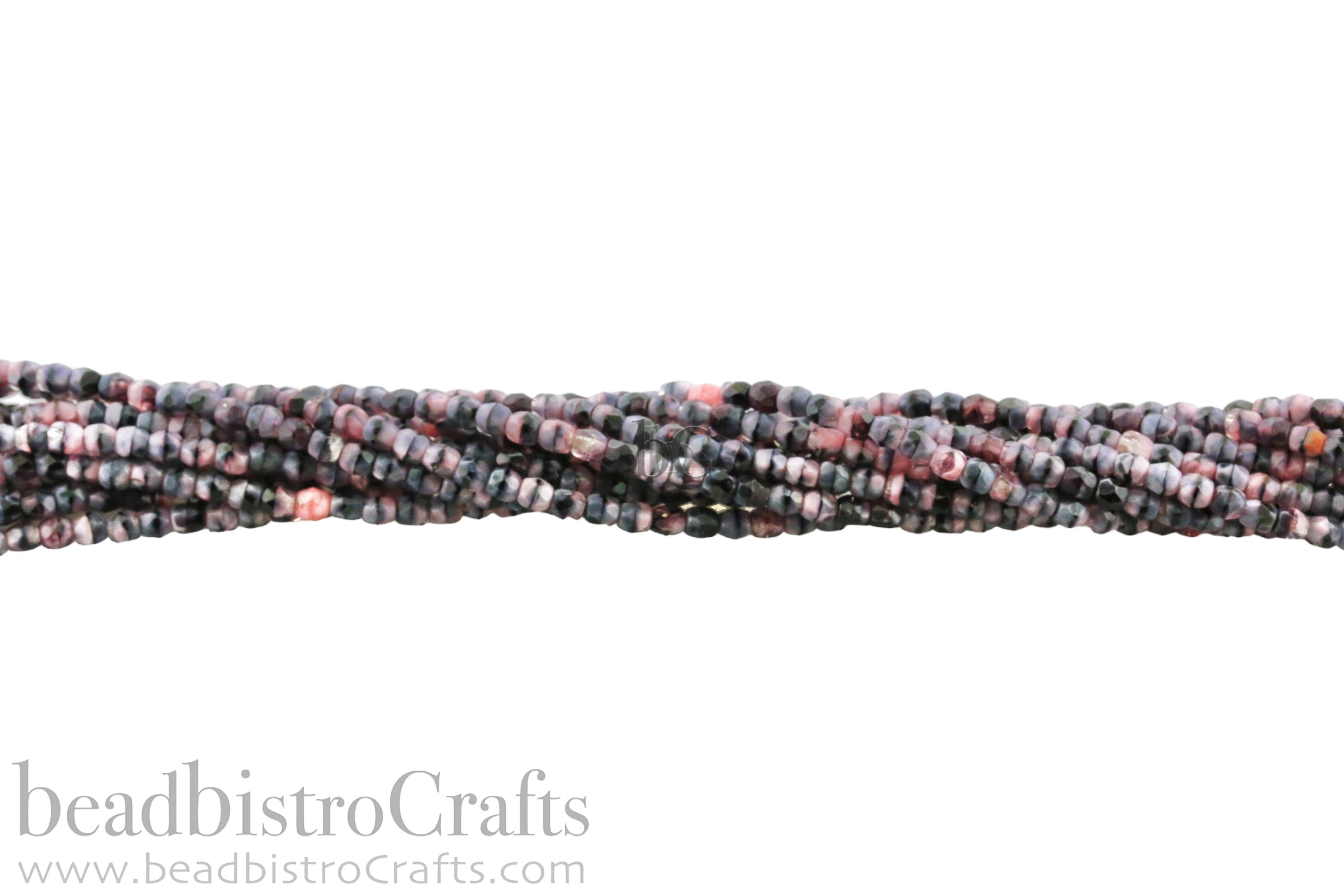 Pink & Black Silk Mix, 4mm Round Fire Polish Beads (50pcs)