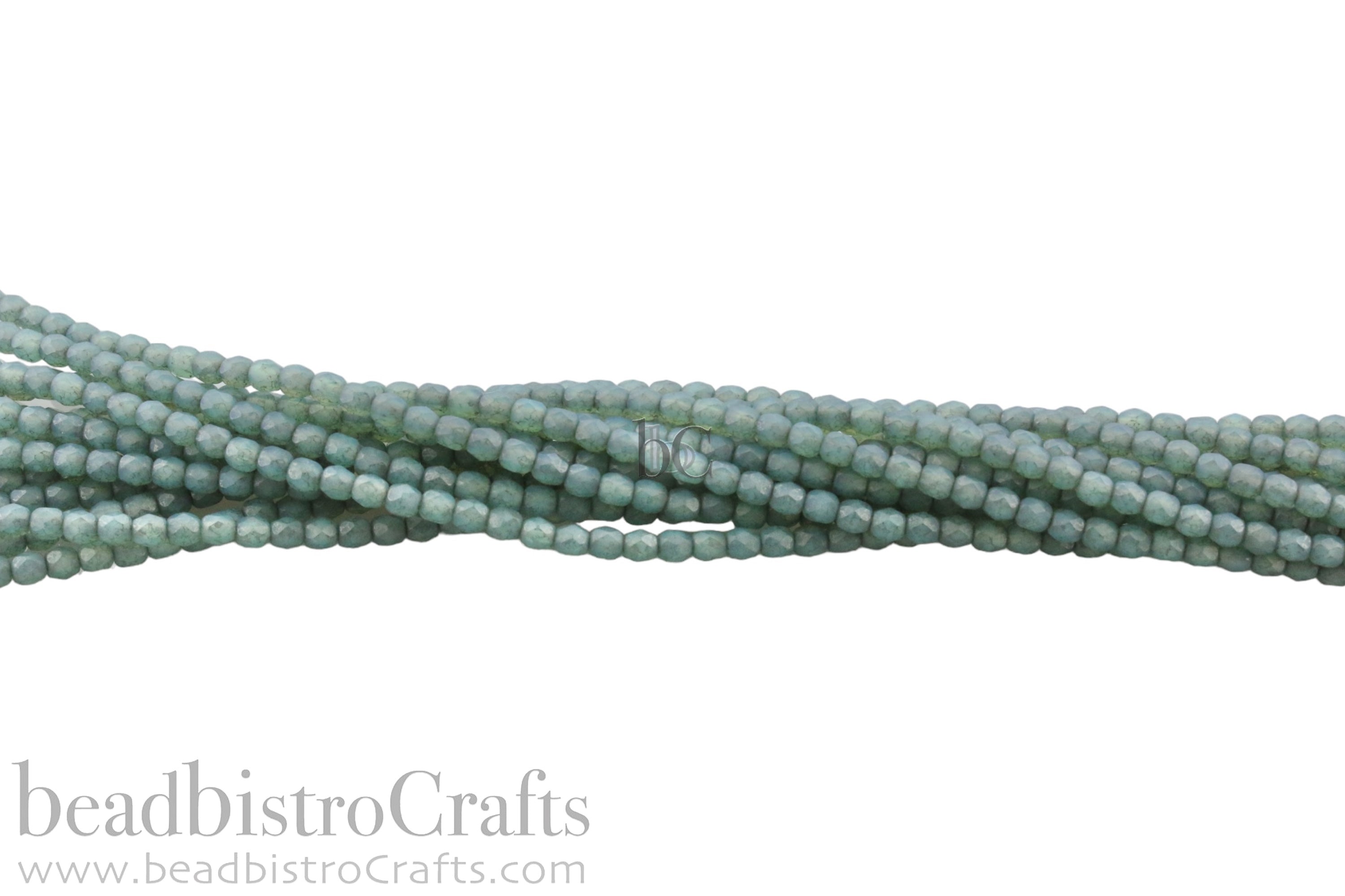 Semi-Matte Aqua Opal Teracota, 4mm Round Fire Polish Beads (50pcs)