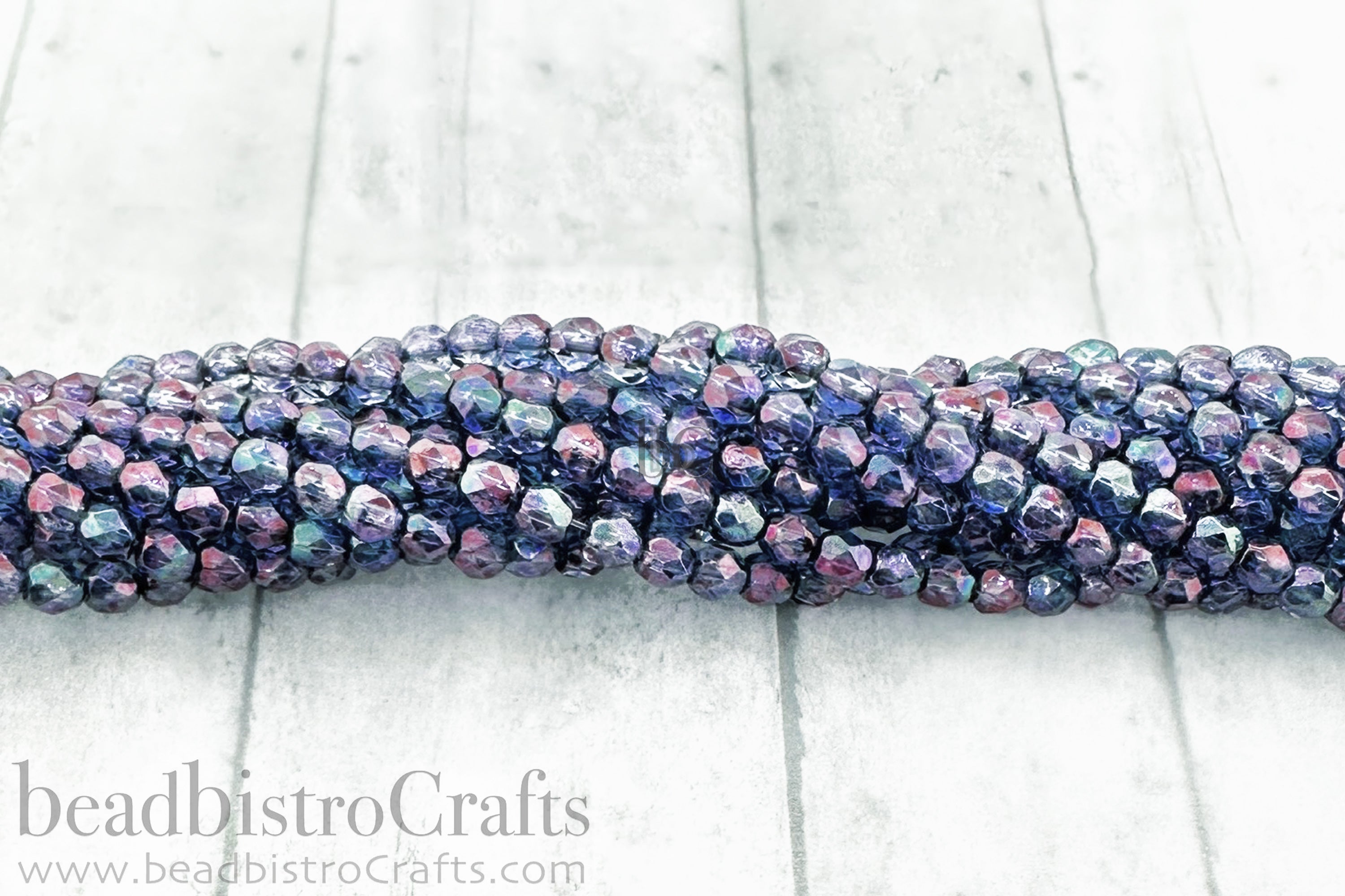 Amethyst Luster, 4mm Round Fire Polish Beads (50pcs)