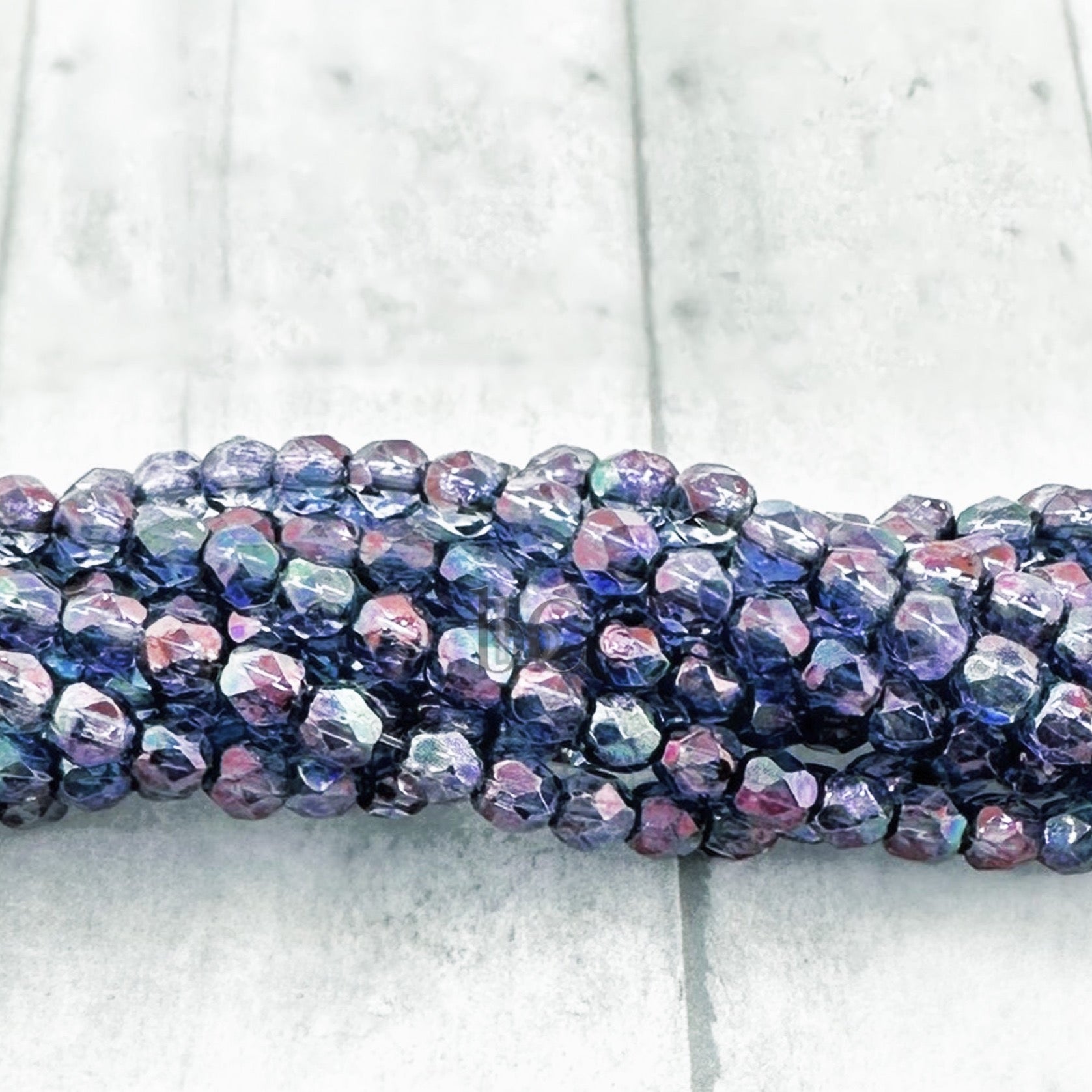 Amethyst Luster, 4mm Round Fire Polish Beads (50pcs)