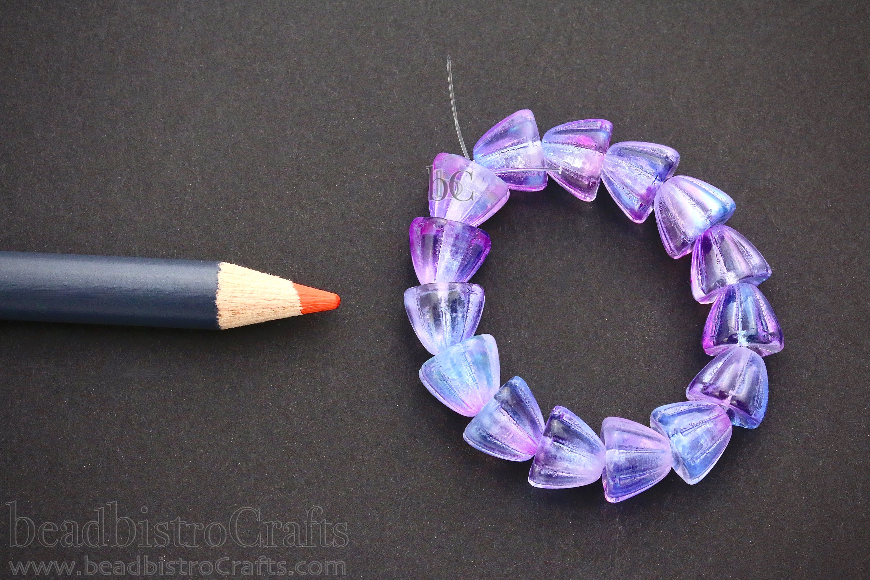 Czech Glass Beads Flower Cupola Beads 7x9mm Crystal Purple Blue Glossy Coat (15pcs)