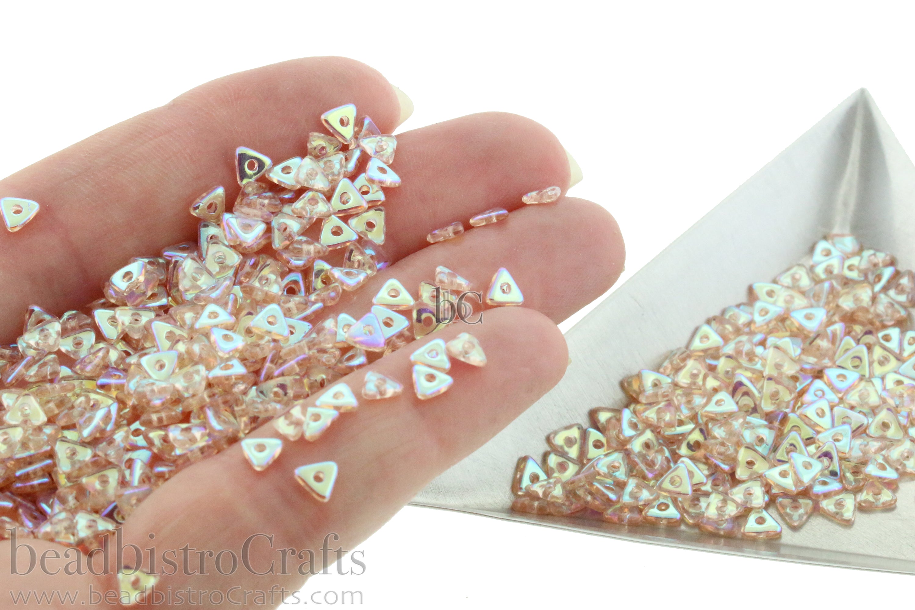 5g Czech TRI Beads Rosaline AB 1x4mm