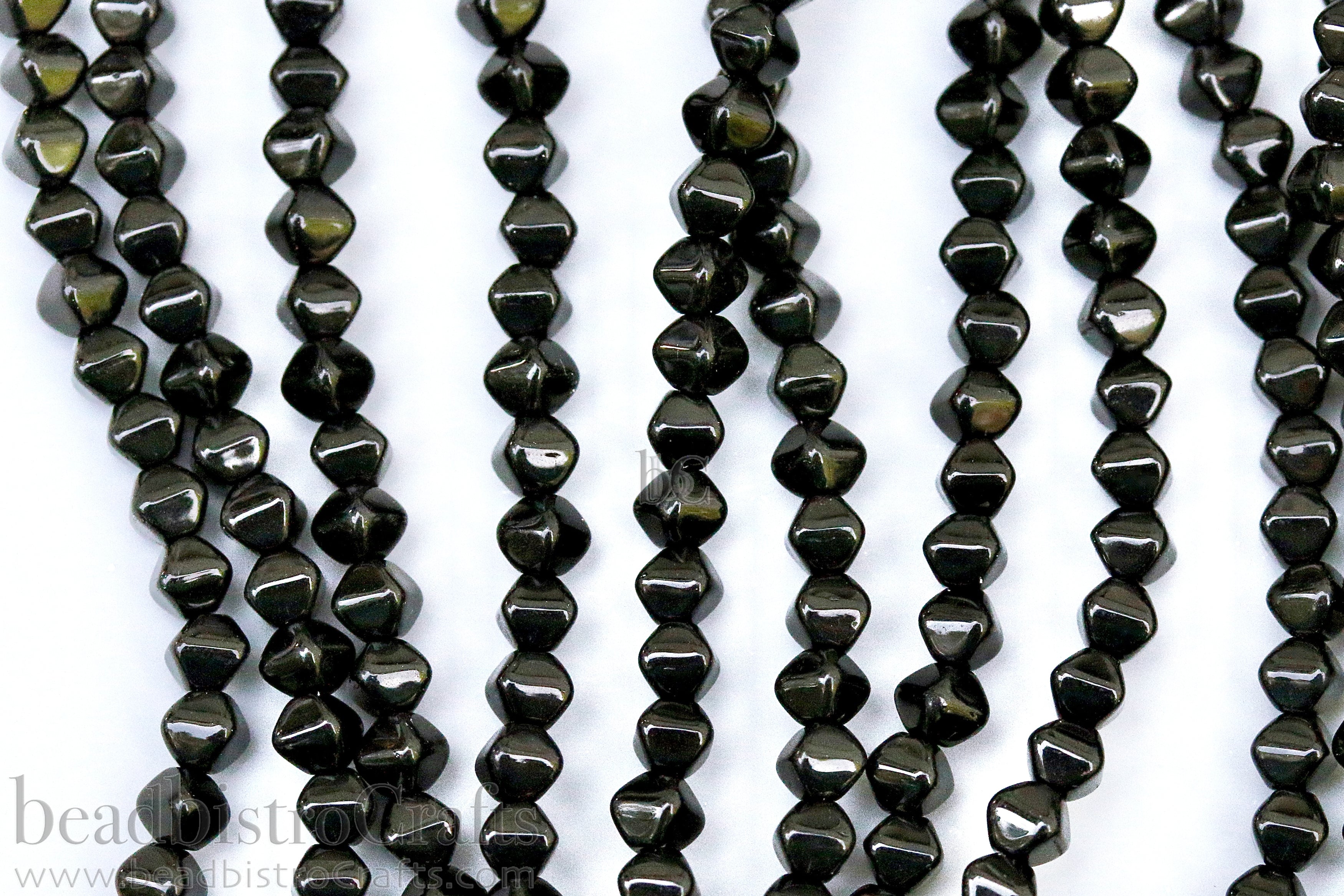 Czech Glass MINI Bicone 4mm Pressed Glass Bead Opaque Jet Black (50pc or 200pc)