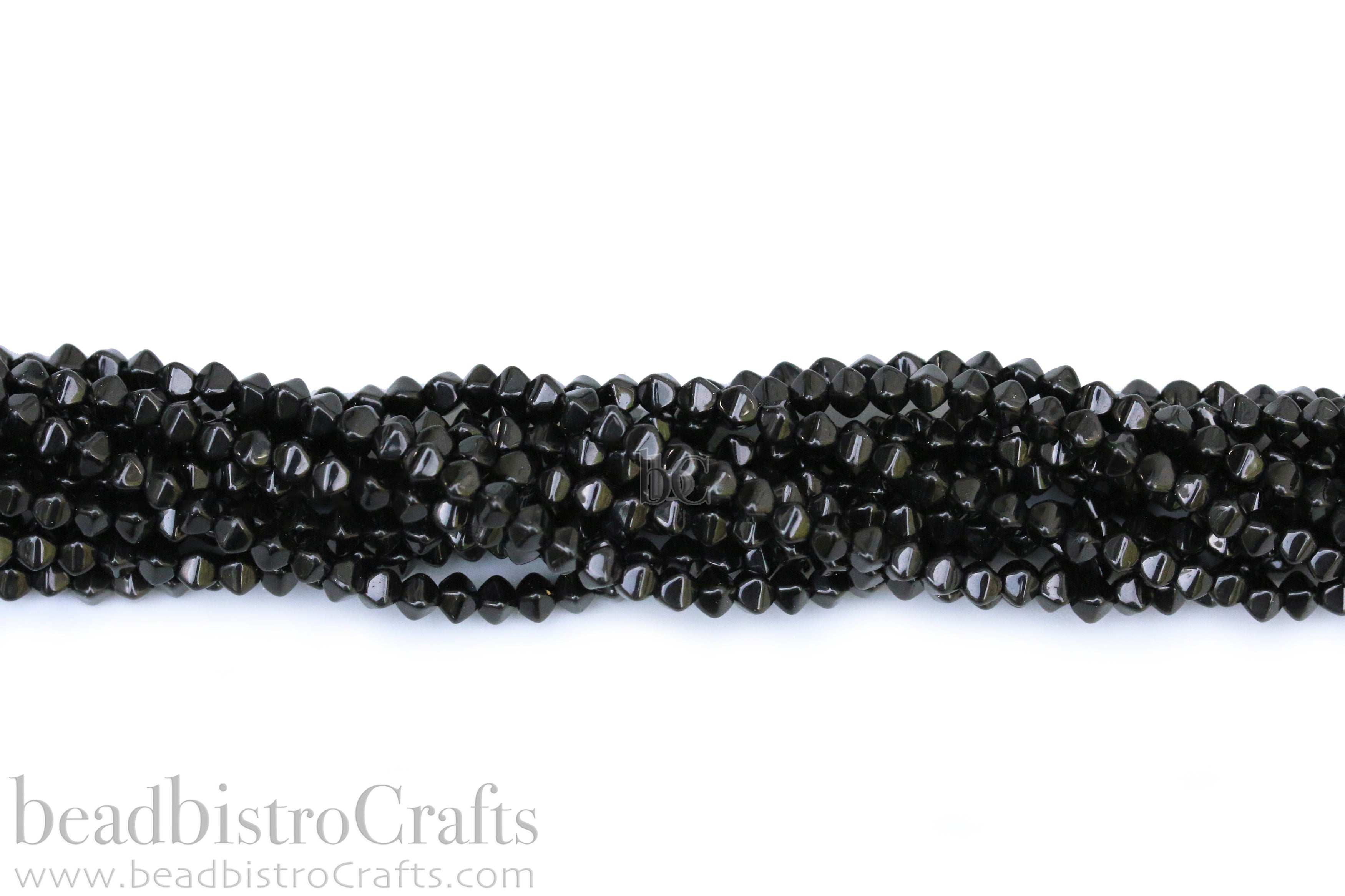 Czech Glass MINI Bicone 4mm Pressed Glass Bead Opaque Jet Black (50pc or 200pc)