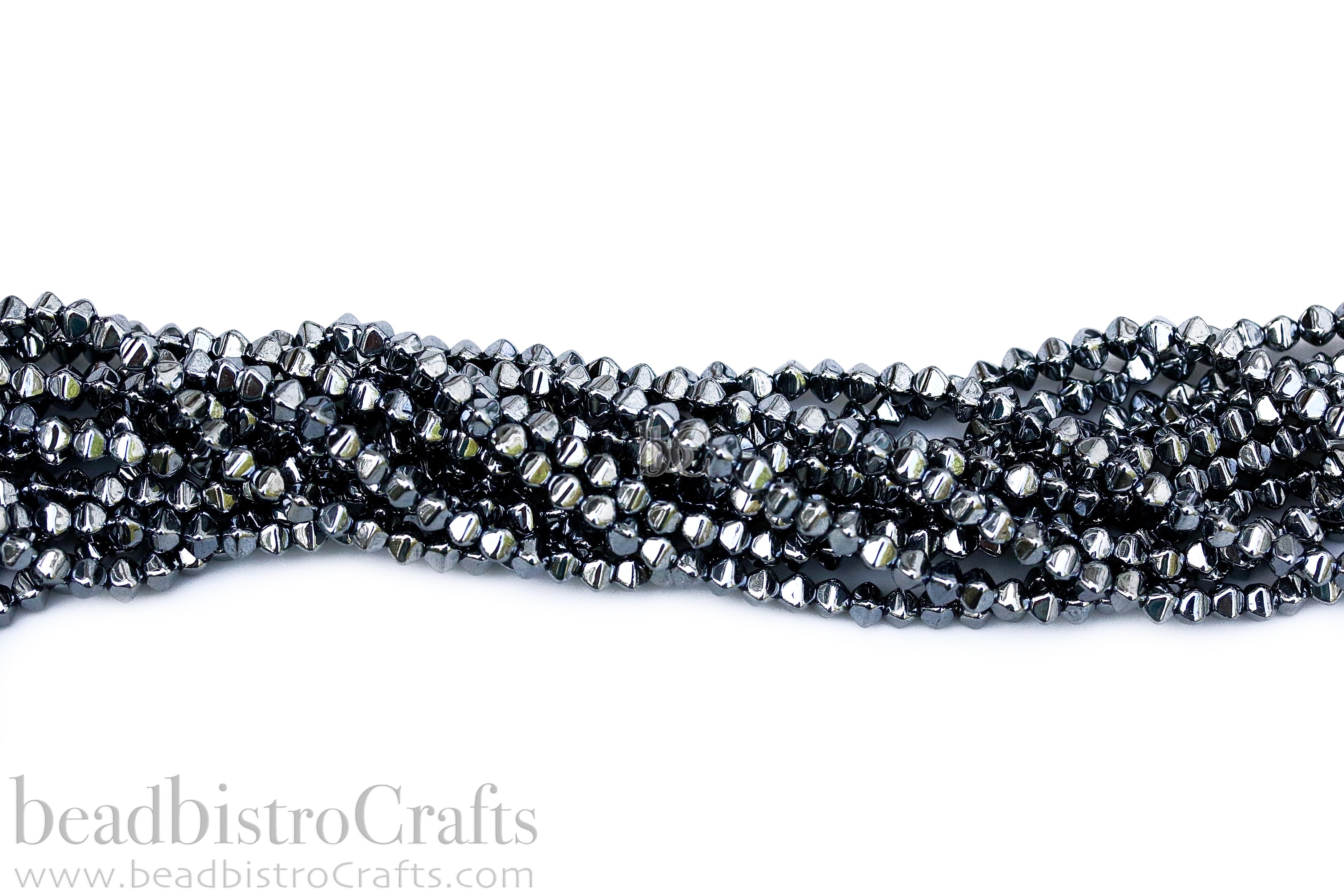 Czech Glass MINI Bicone 4mm Pressed Glass Bead Jet Hematite (50pc or 200pc)