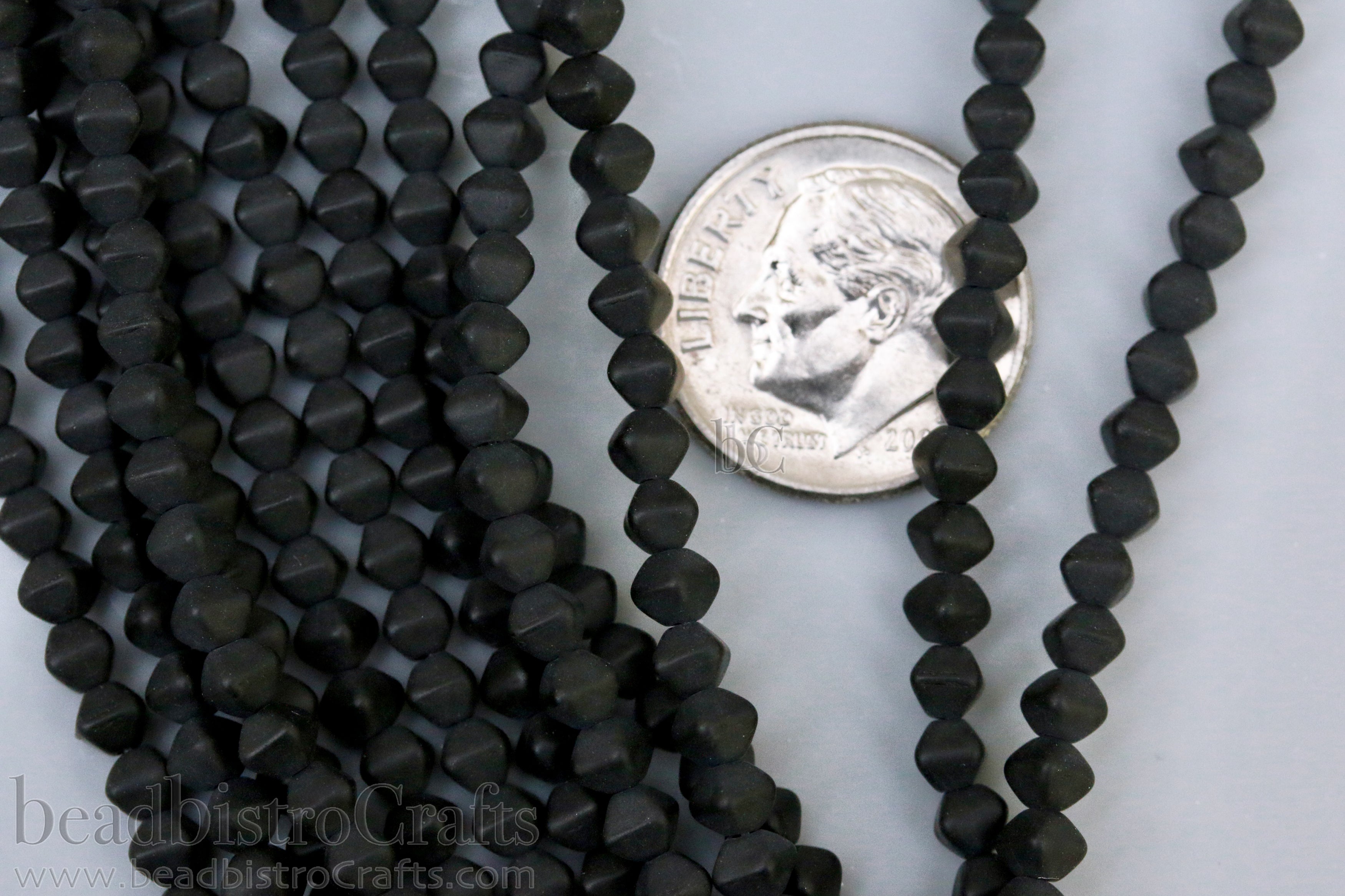 Czech Glass MINI Bicone 4mm Pressed Glass Bead Matte Jet Black (50pc or 200pc)