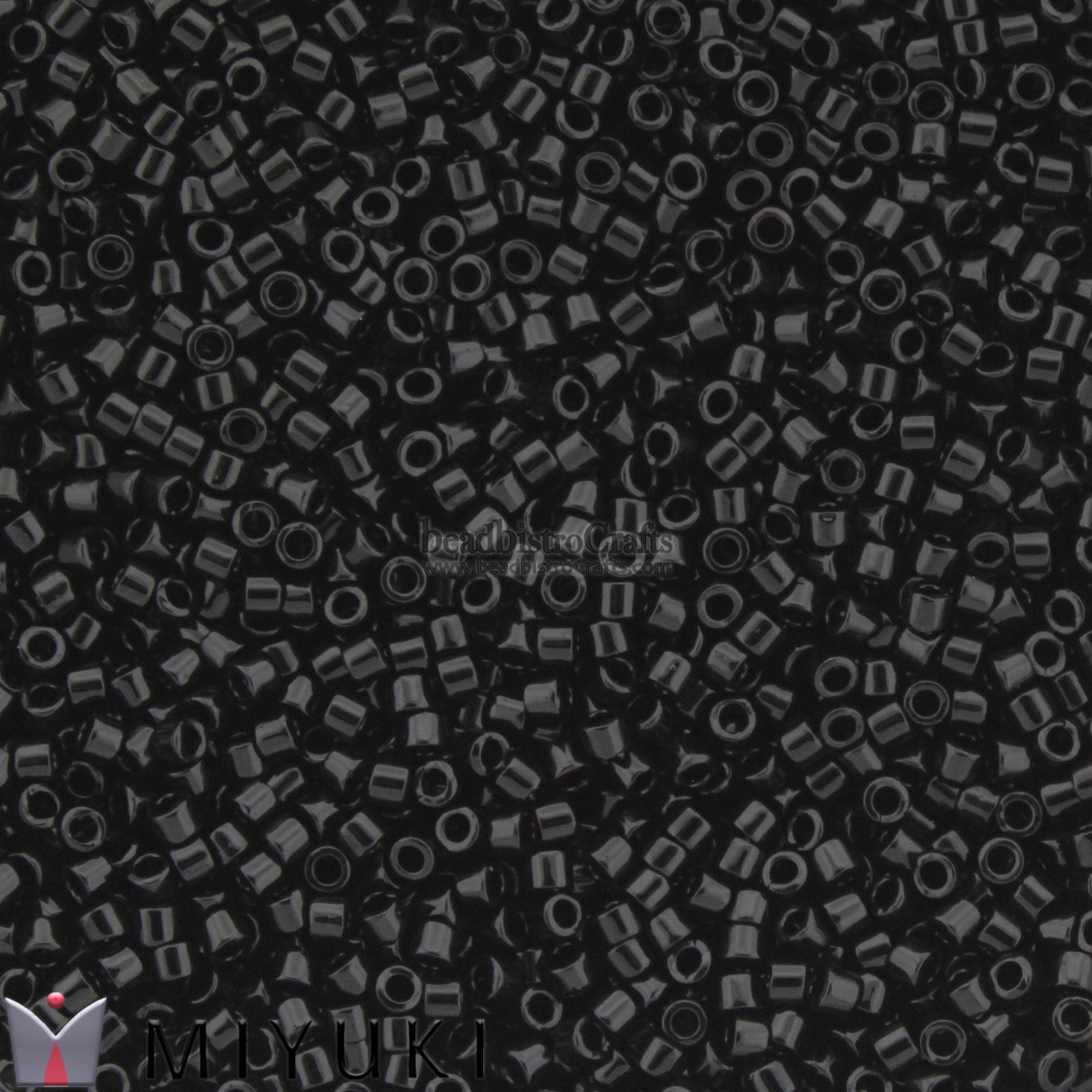 Miyuki 11/0 Delica Seed Beads, Opaque Black # 010 ~ 7.2 Grams