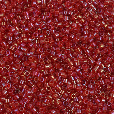 Miyuki 11/0 Delica Seed Beads, Color Lined Red / Red AB # 295 ~ 7.2 grams