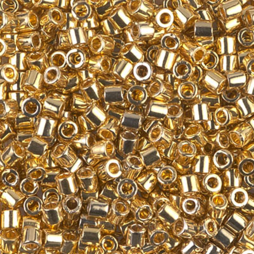 Miyuki 8/0 Delica Seed Beads, 24KT Gold Plated # 31 ~ 6.8 Grams
