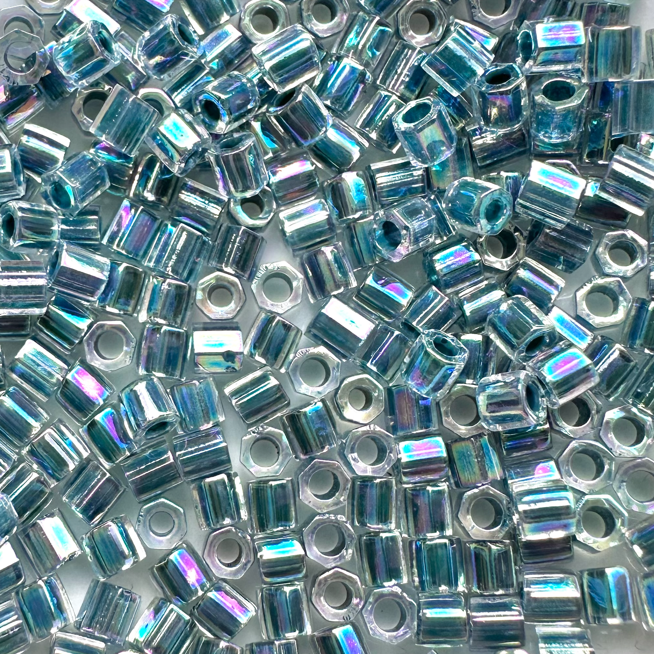 Miyuki 8/0 Delica HEX Seed Beads, Lined Light Blue # 58 ~ 6.8 Grams