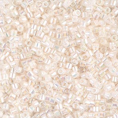 Miyuki 10/0 Delica Seed Beads, Off White AB Transparent # 52 ~ 7.2 Grams