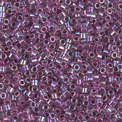 Miyuki 10/0 Delica Seed Beads, Lined Magenta AB # 56  ~ 7.2 Grams