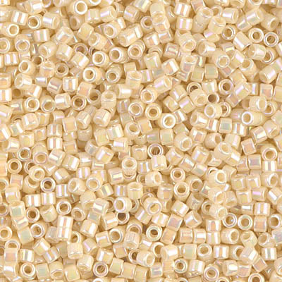 Miyuki 10/0 Delica Seed Beads, Opaque Cream AB # 157 ~ 7.2 Grams