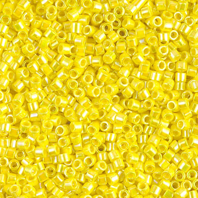 Miyuki 10/0 Delica Seed Beads, Opaque Yellow AB # 160 ~ 7.2 Grams