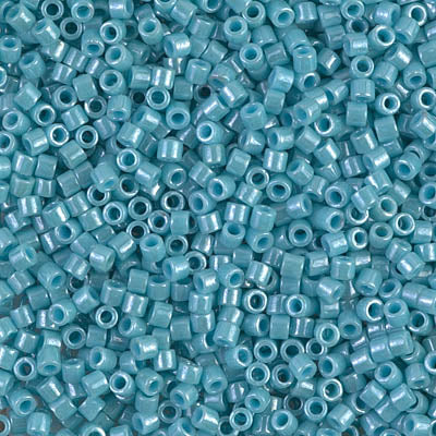 Miyuki 10/0 Delica Seed Beads, Opaque Light Aqua Luster AB # 217 ~ 7.2 Grams