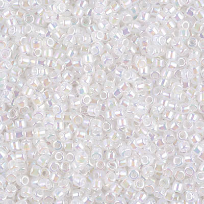 Miyuki 10/0 Delica Seed Beads, White Opal AB # 222 ~ 7.2 Grams