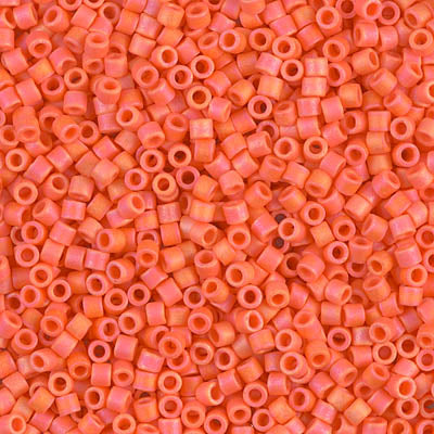 Miyuki 10/0 Delica Seed Beads, Matte Opaque Orange AB # 872 ~ 7.2 Grams