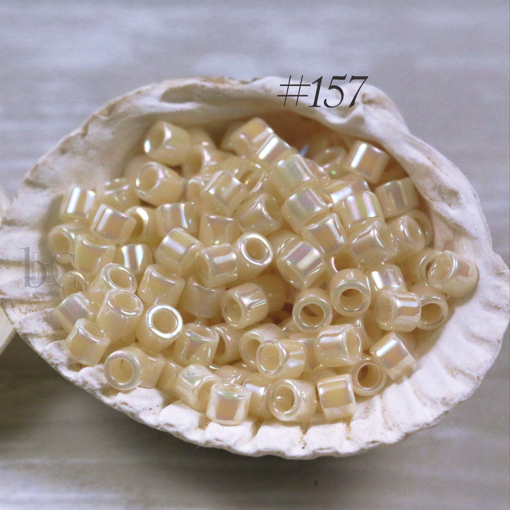 Miyuki 10/0 Delica Seed Beads, Opaque Cream AB # 157 ~ 7.2 Grams