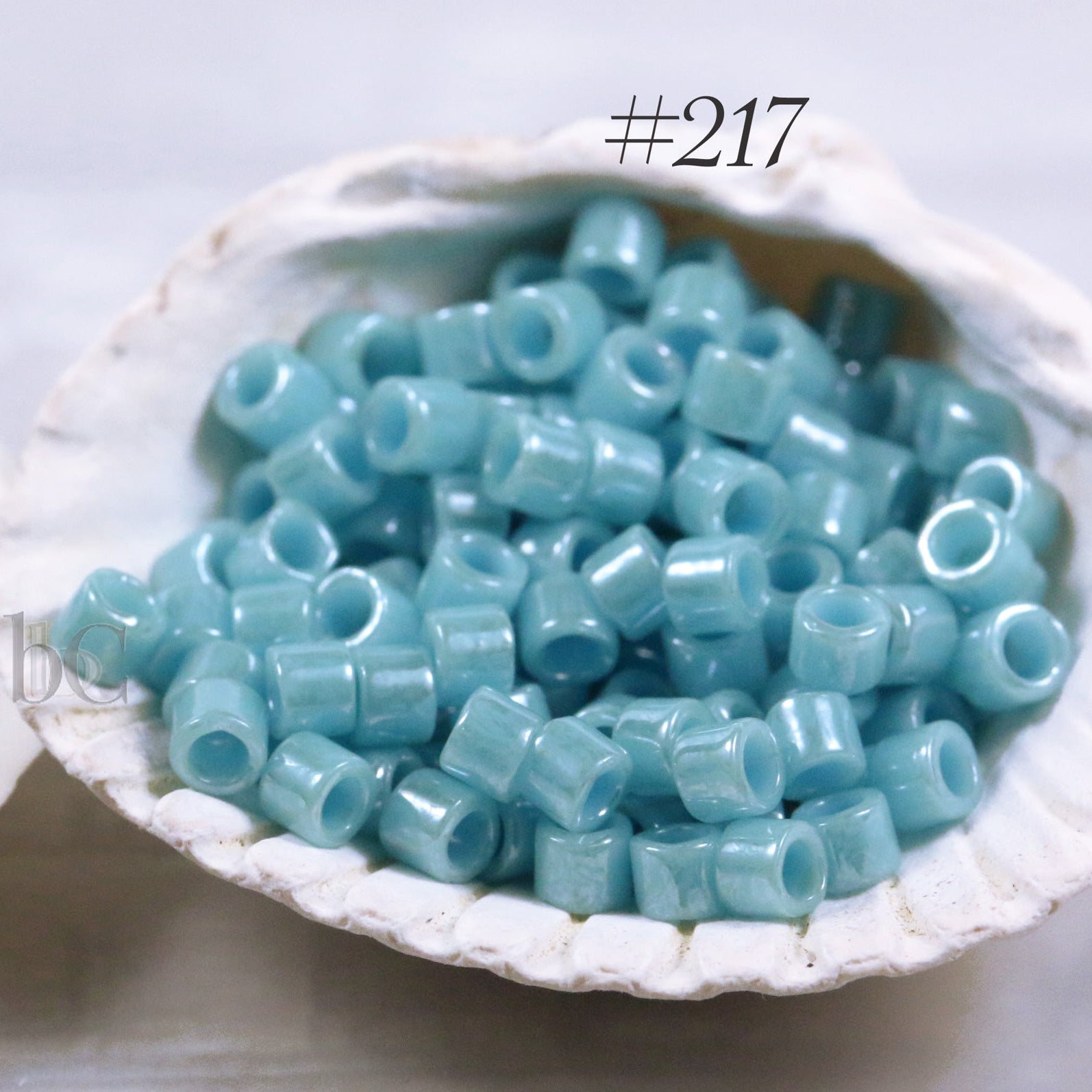 Miyuki 10/0 Delica Seed Beads, Opaque Light Aqua Luster AB # 217 ~ 7.2 Grams