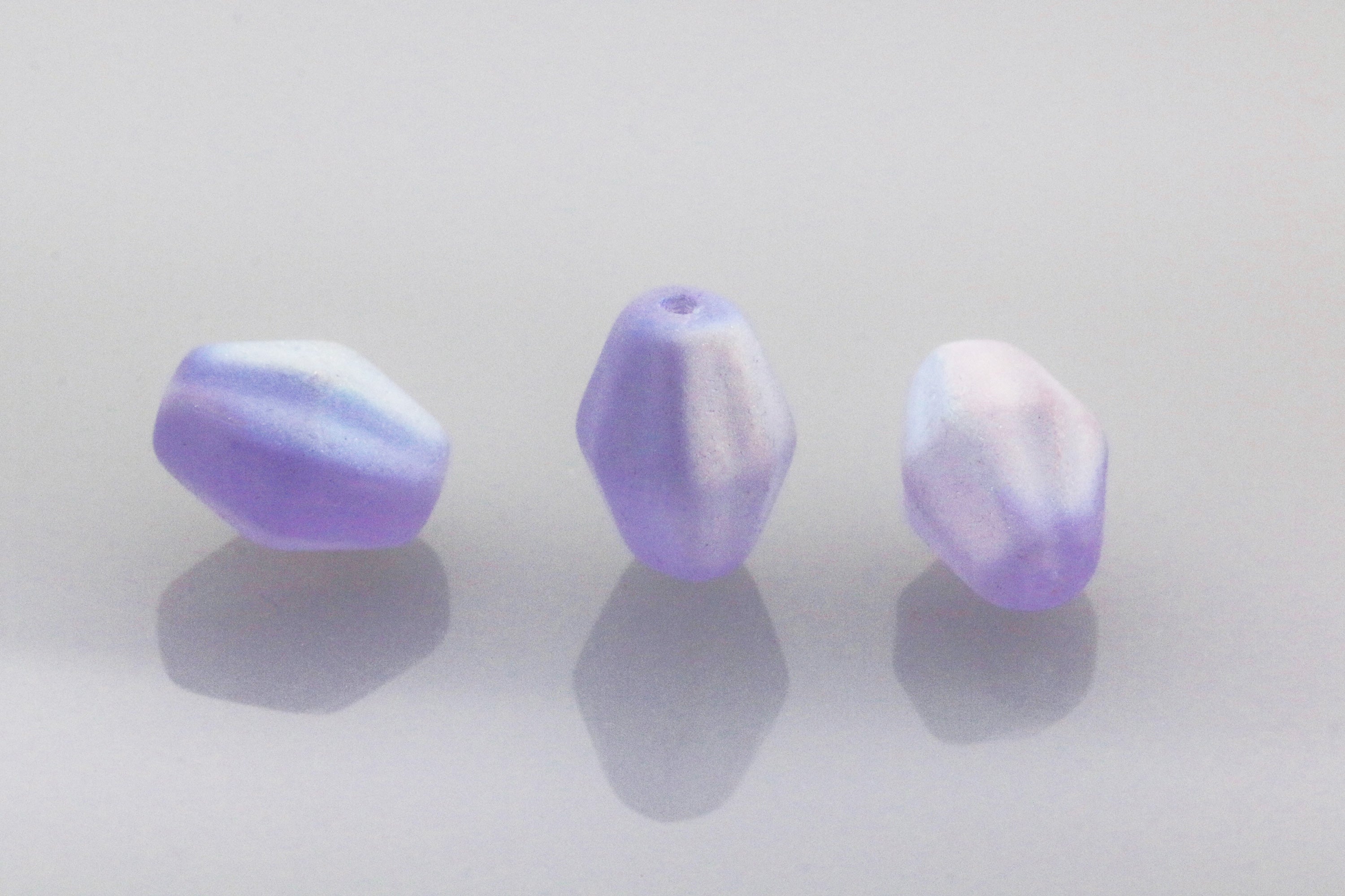 Czech Glass Beads Elongated Bicone 10x8.5mm Matte Violet AB (6pcs)